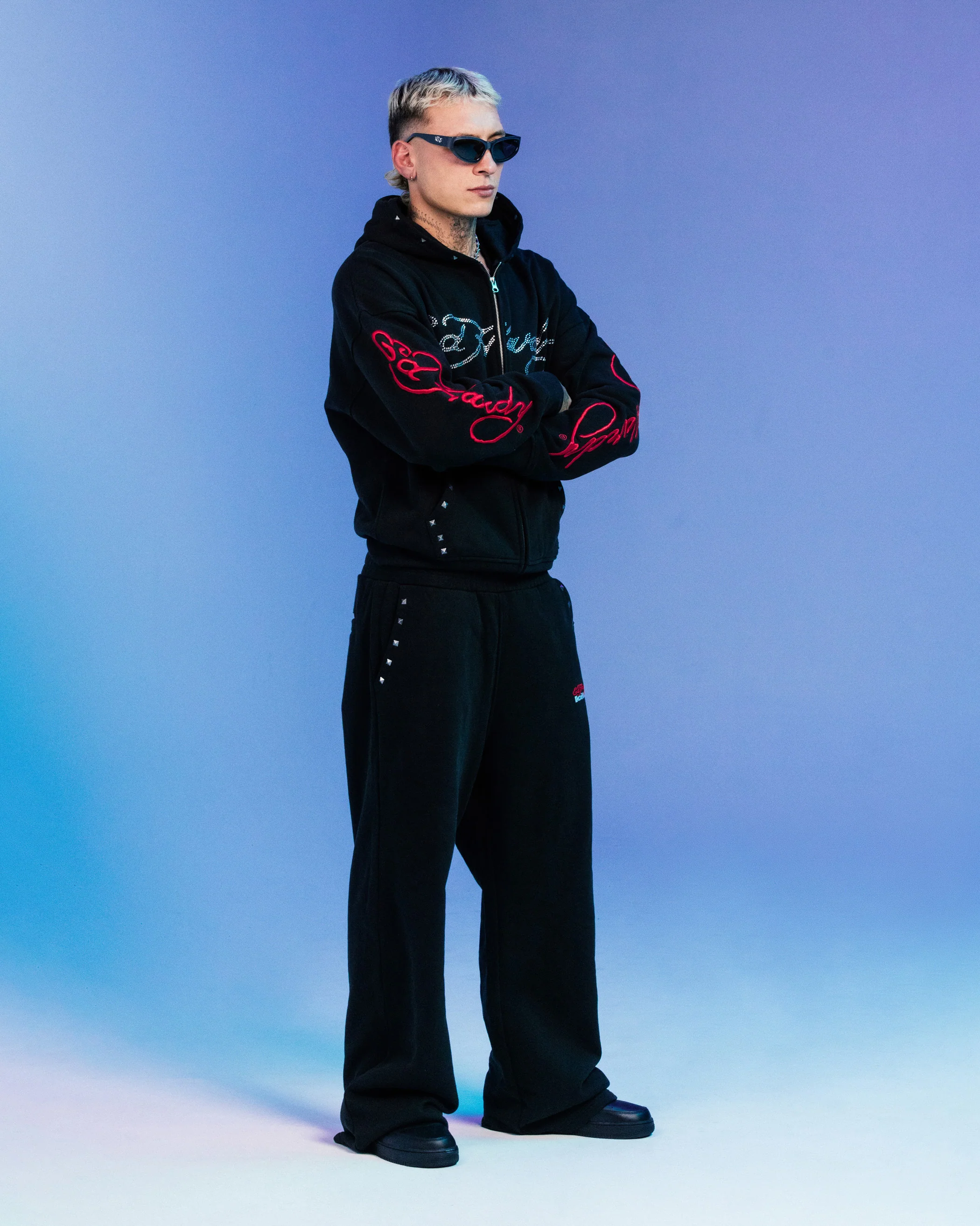 Ed Hardy By Loiter Full Zip Hoodie Black - Image 2