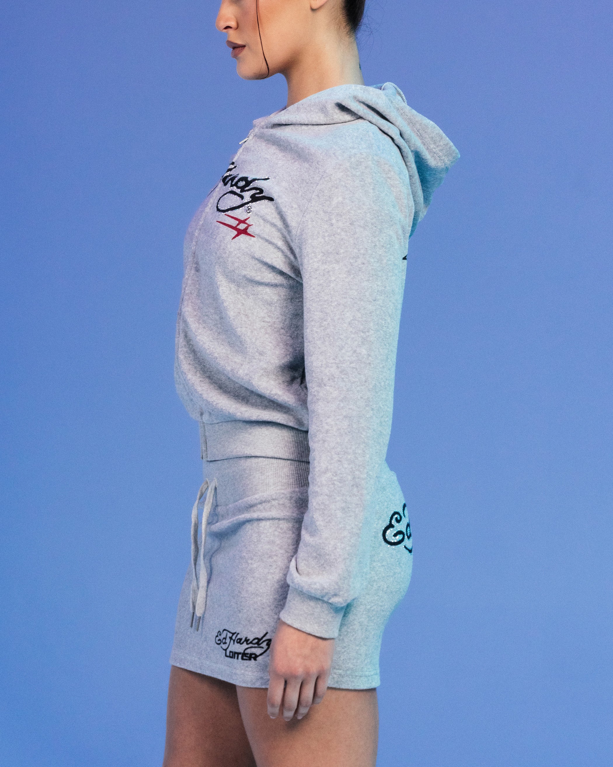 Ed Hardy By Loiter Women's Longue Hoodie Light Grey Marle - Image 6