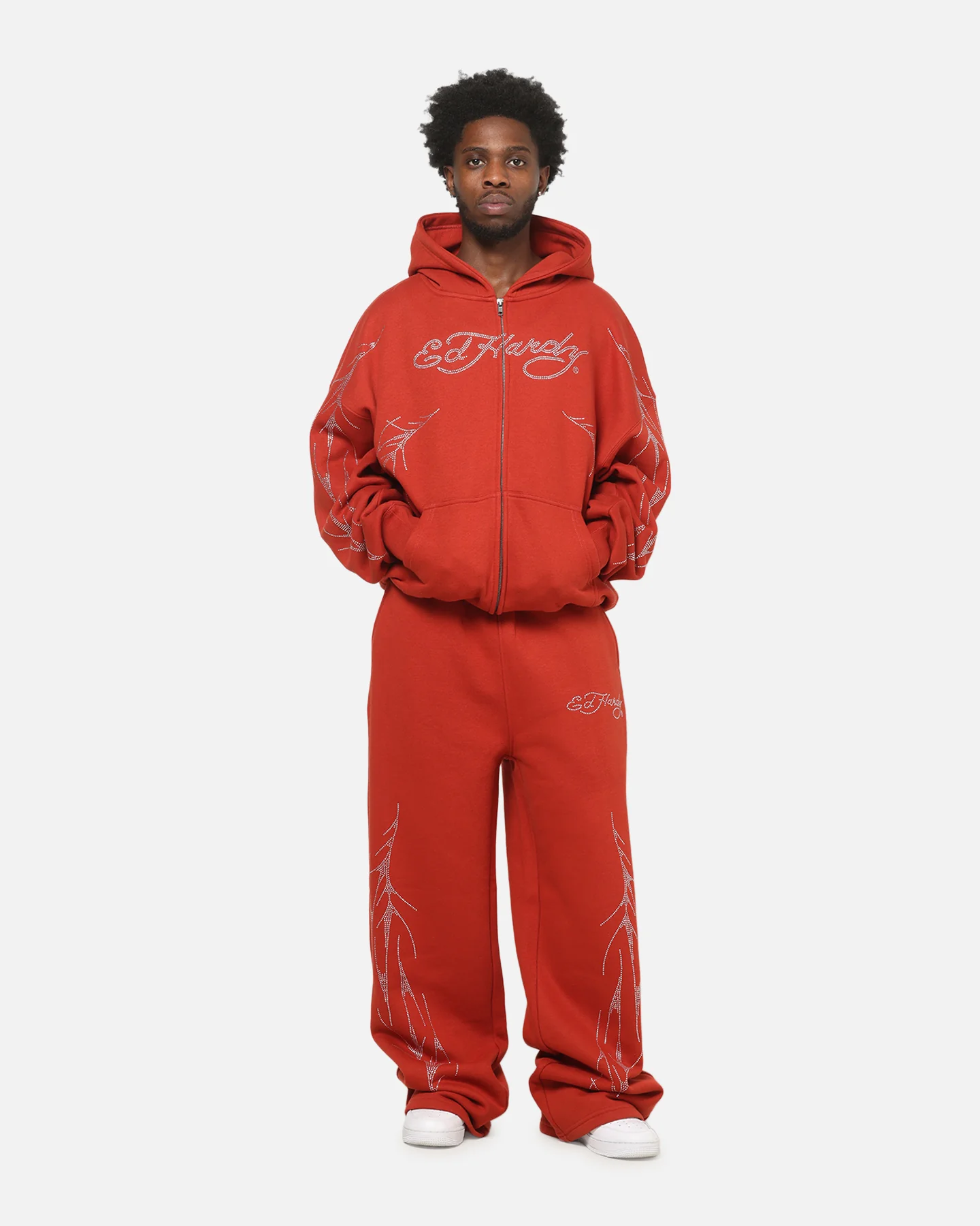 Ed Hardy Cyber Rhinestone Track Pants Red - Image 2