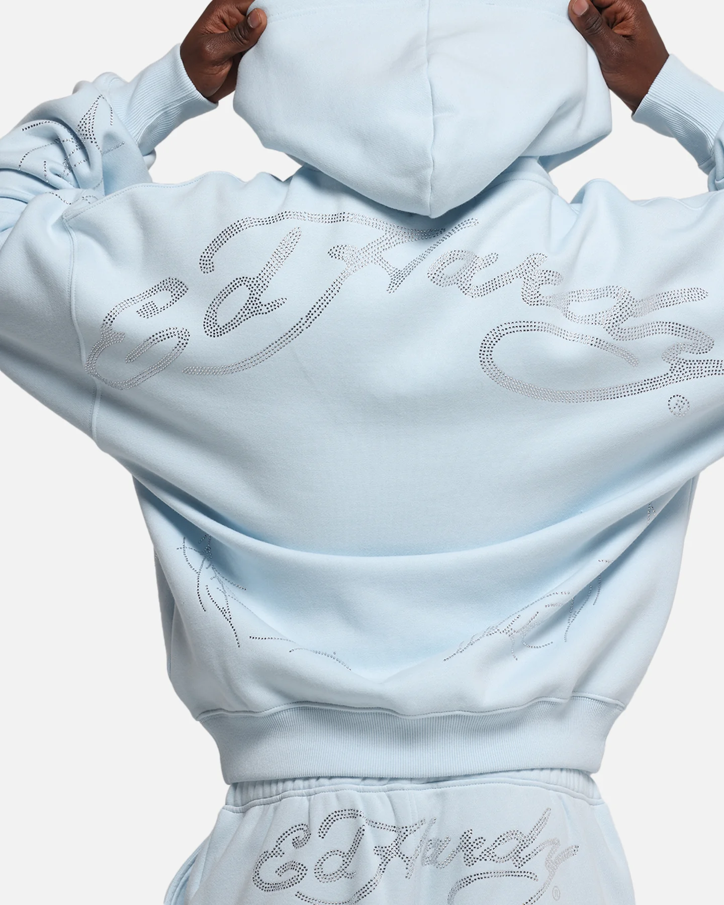 Ed Hardy Cyber Rhinestone Zip-Up Hoodie Light Blue - Image 8