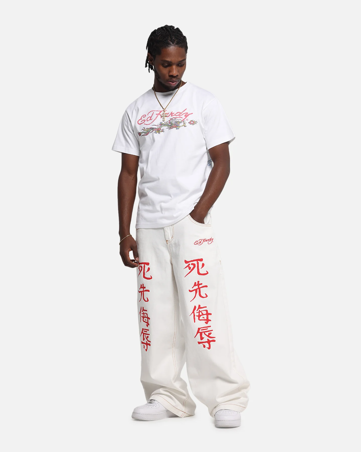 Ed Hardy Death Before Dishonour Jeans Off White - Image 2