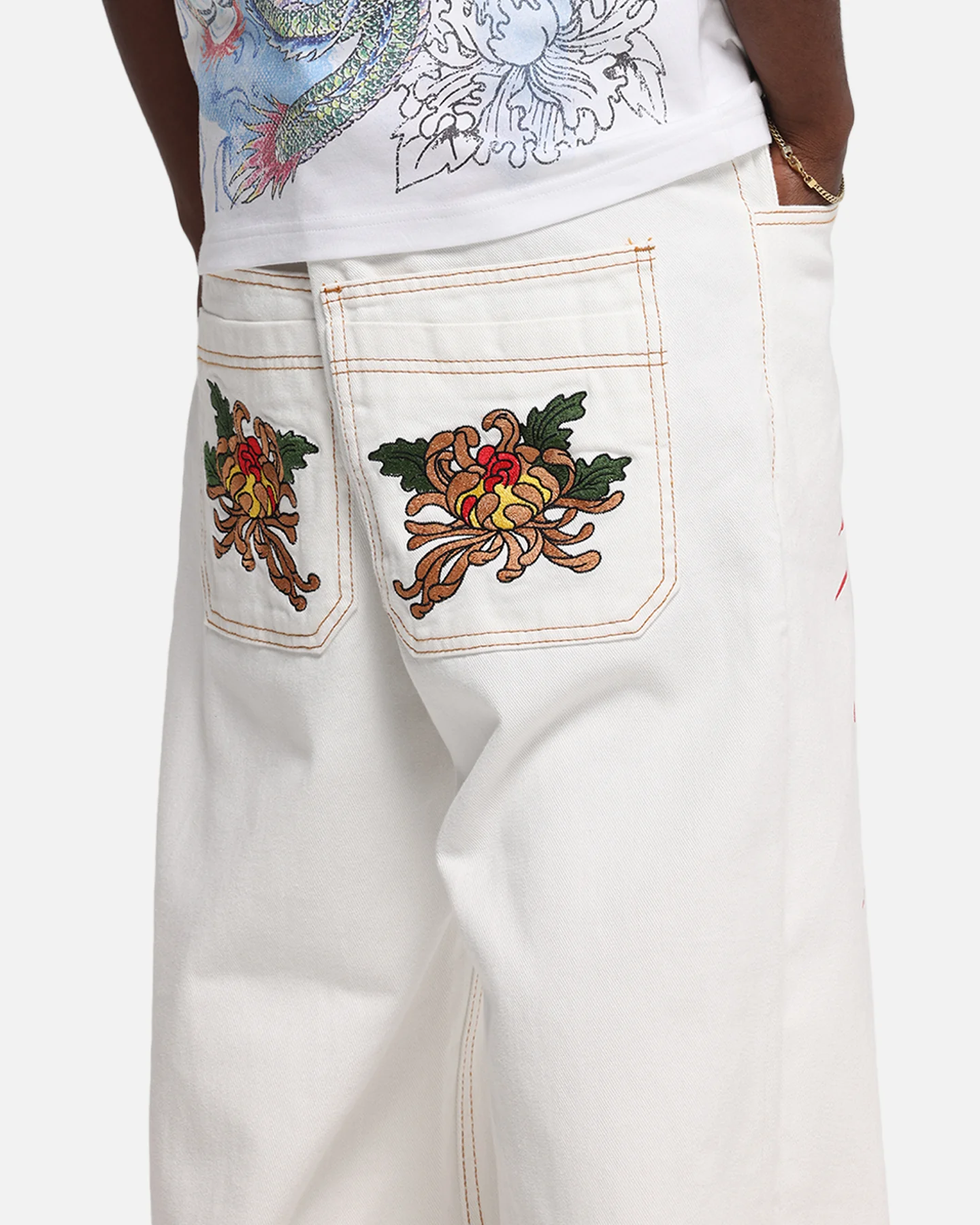 Ed Hardy Death Before Dishonour Jeans Off White - Image 4