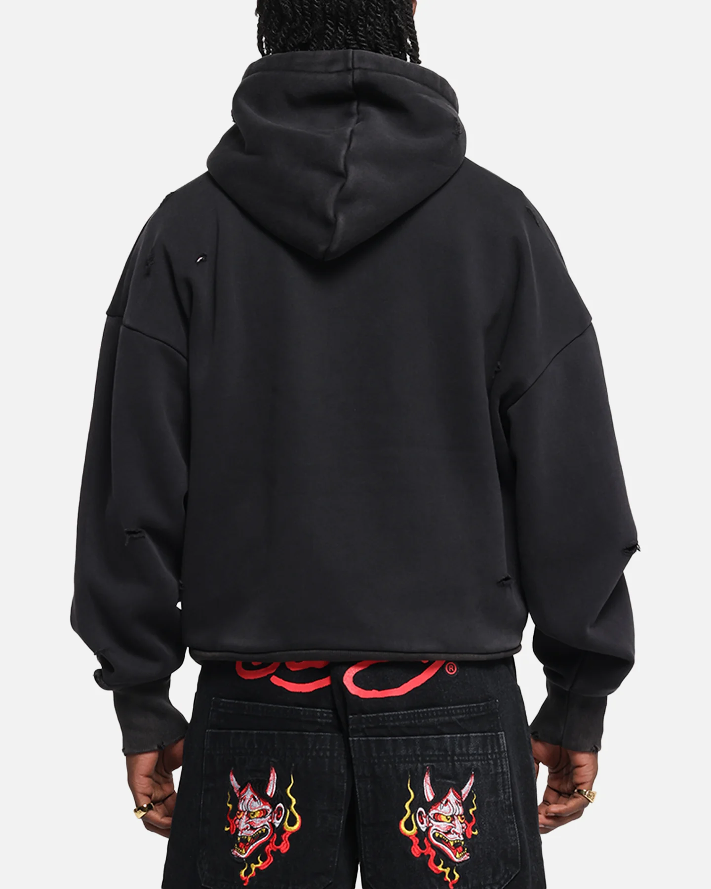 Ed Hardy Distressed Hoodie Washed Black - Image 3