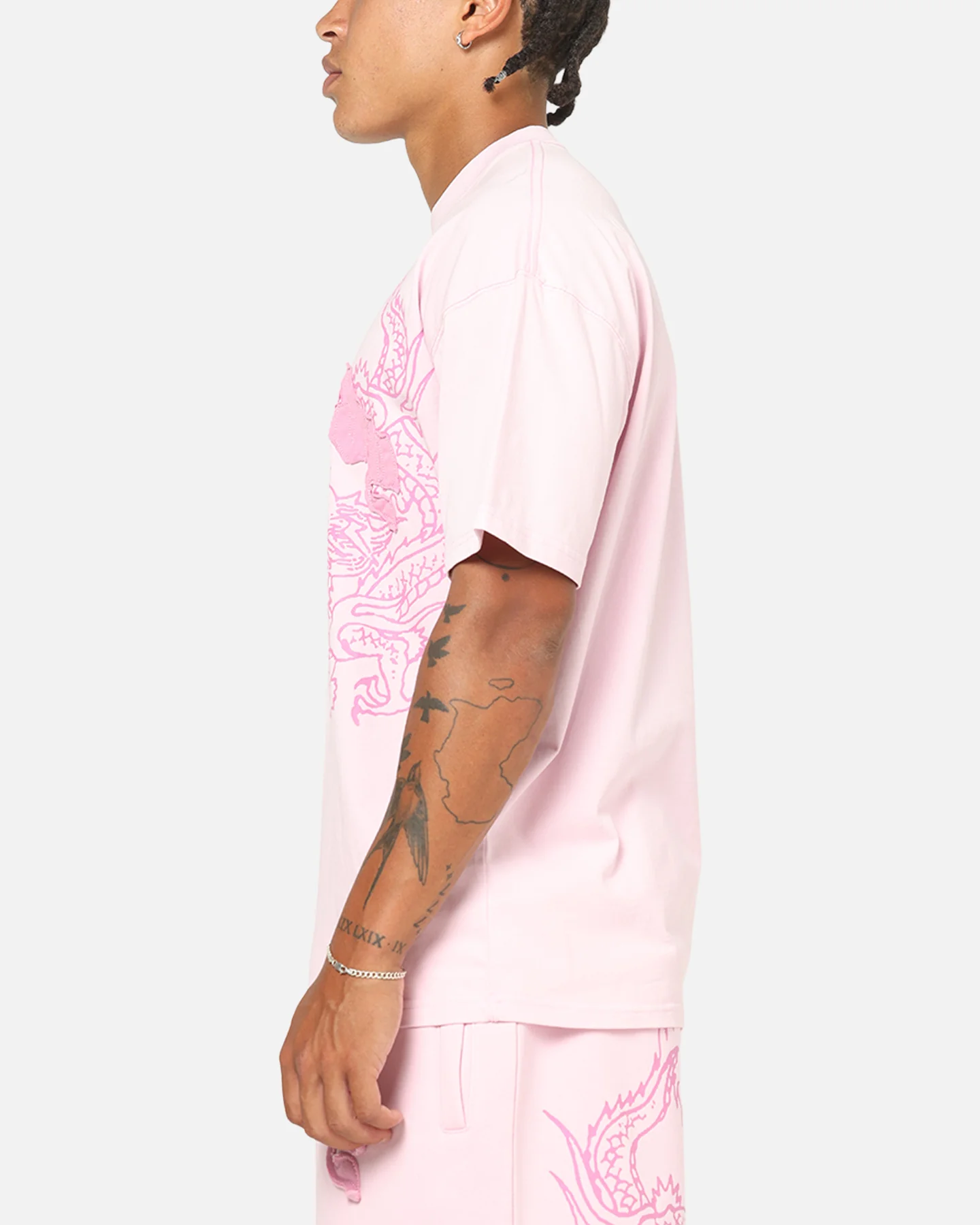 Ed Hardy Double Dragon Applique T-Shirt Pink - Image 5