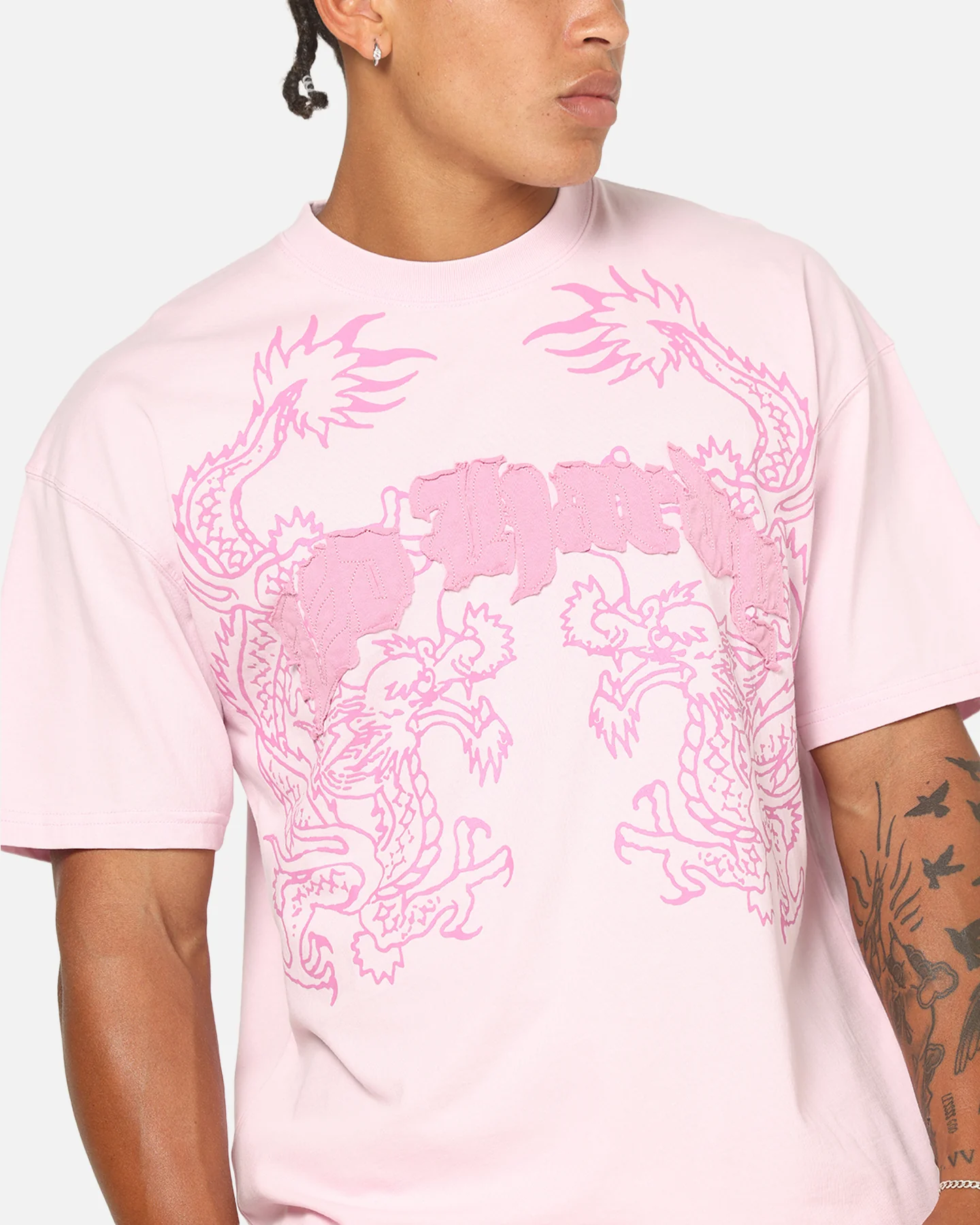 Ed Hardy Double Dragon Applique T-Shirt Pink - Image 6
