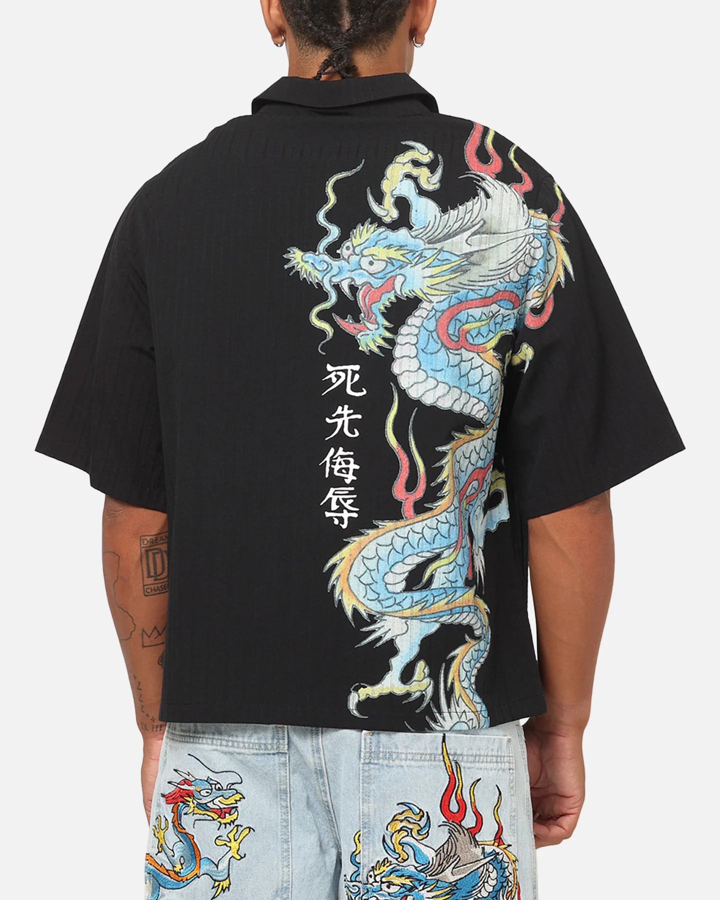 Ed Hardy Dragon Button Up Shirt Charcoal