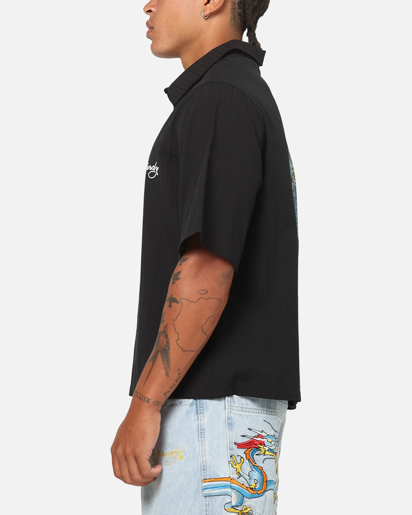Ed Hardy Dragon Button Up Shirt Charcoal - Image 6