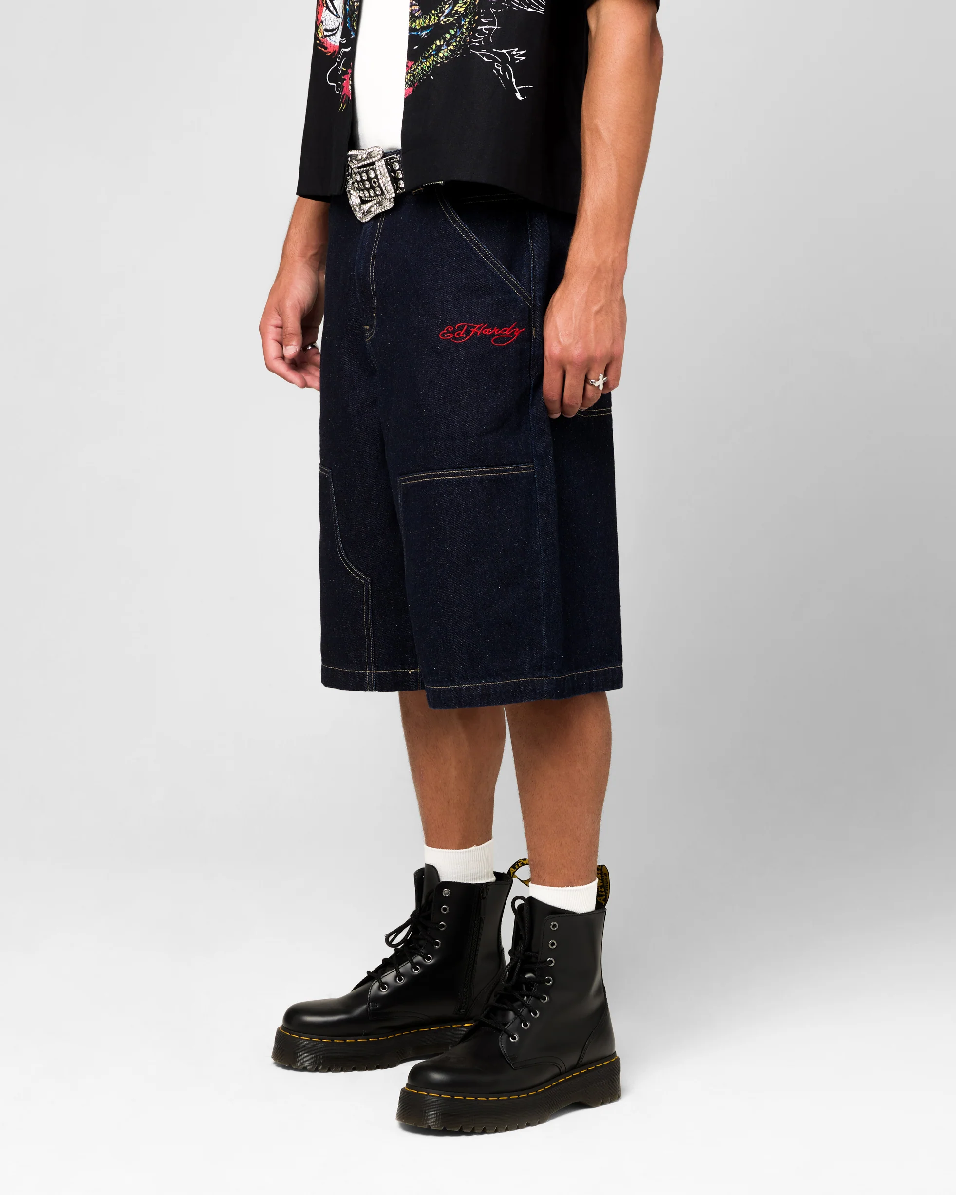 Ed Hardy Dragon Jorts Indigo - Image 6