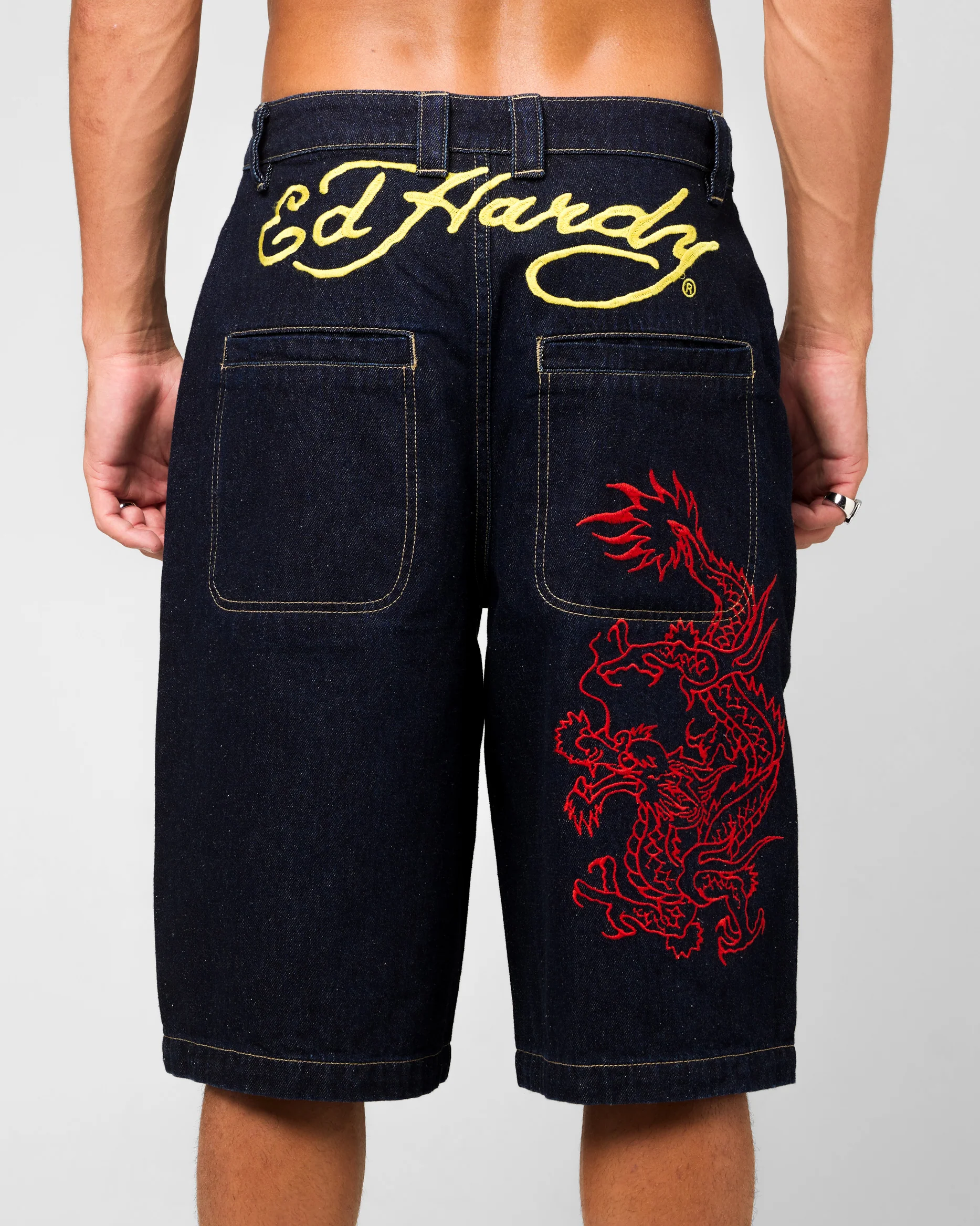 Ed Hardy Dragon Jorts Indigo - Image 8