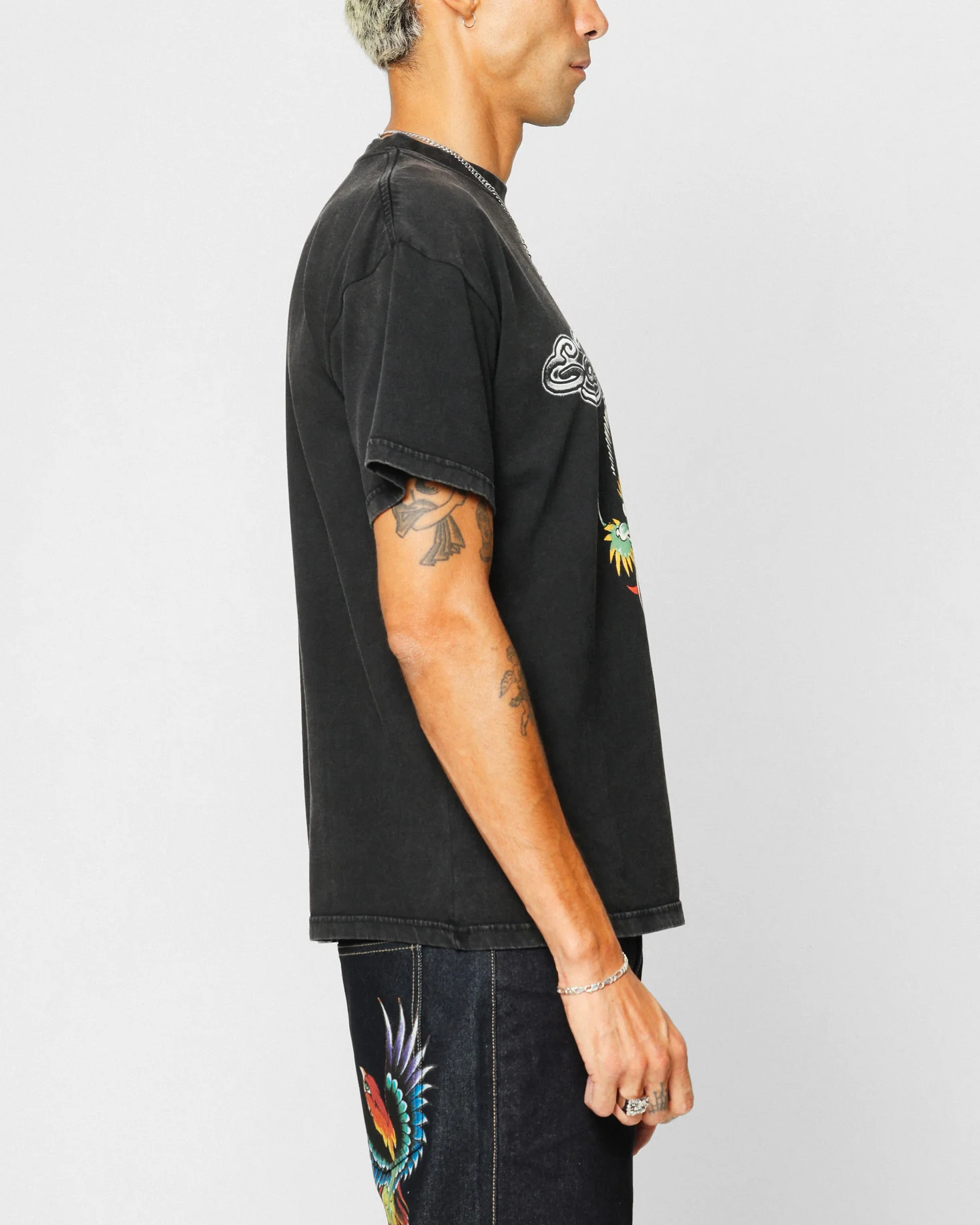 Ed Hardy Dragon Logo T-Shirt Black Acidwash - Image 4