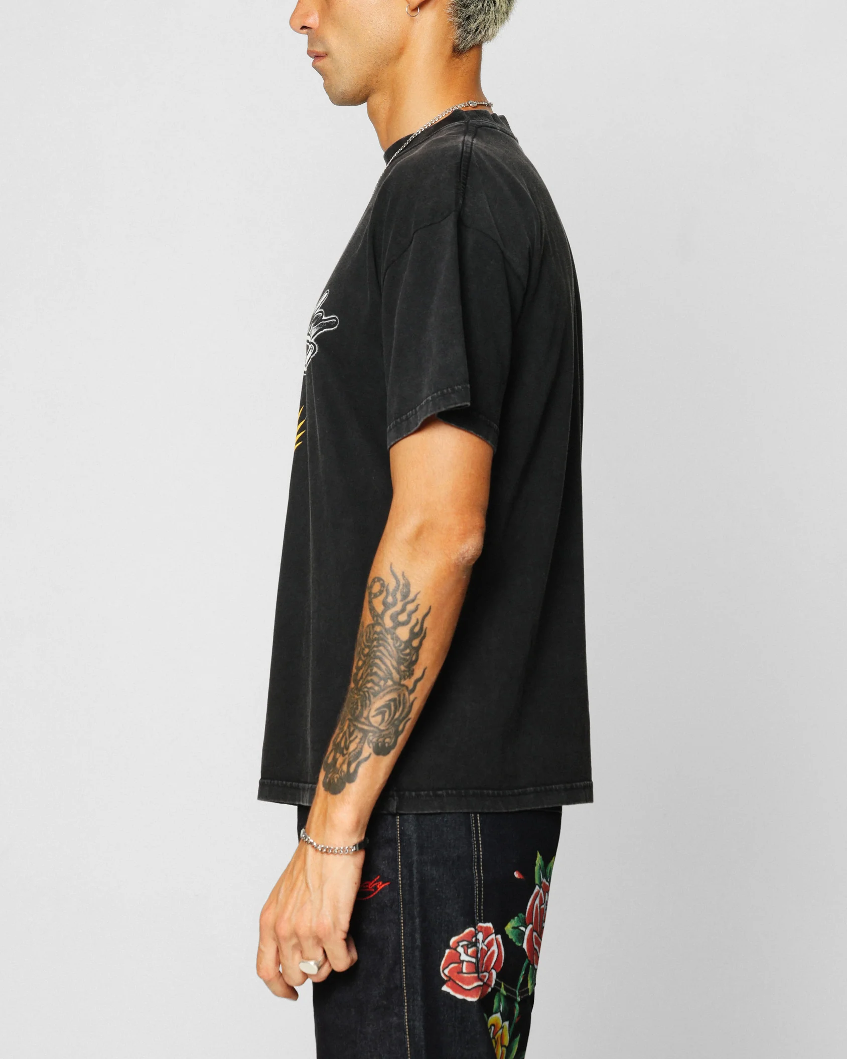 Ed Hardy Dragon Logo T-Shirt Black Acidwash - Image 5