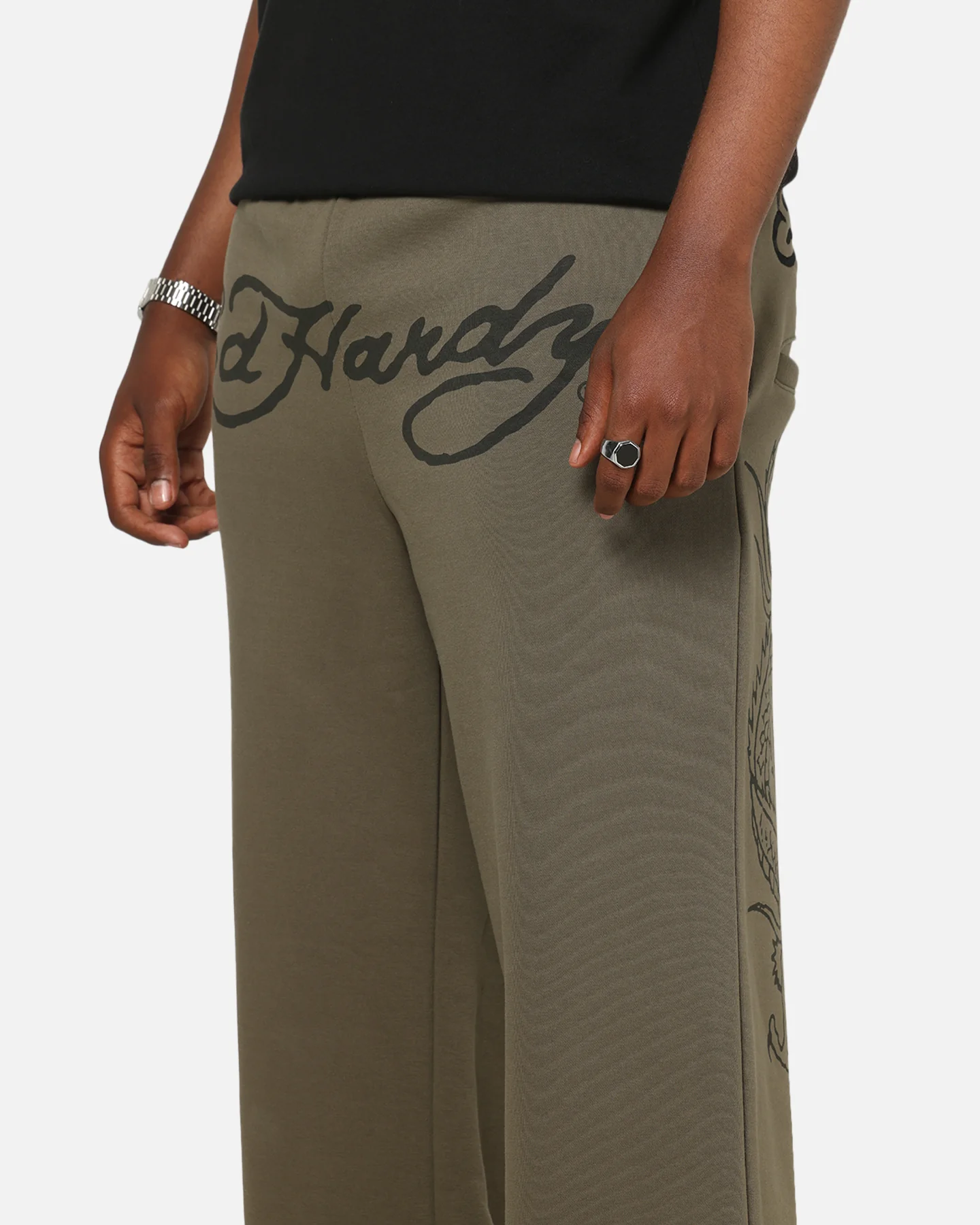 Ed Hardy Dragon Trackpants Washed Olive - Image 4