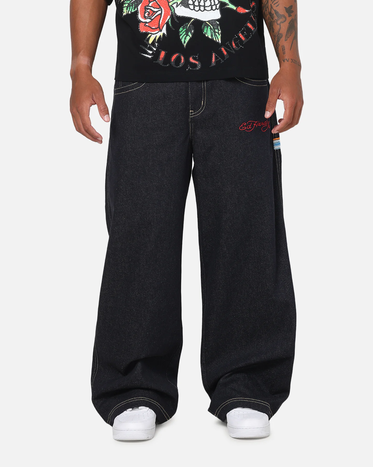 Ed Hardy Dragon Ultra Wide Leg Jeans Indigo Denim - Image 6