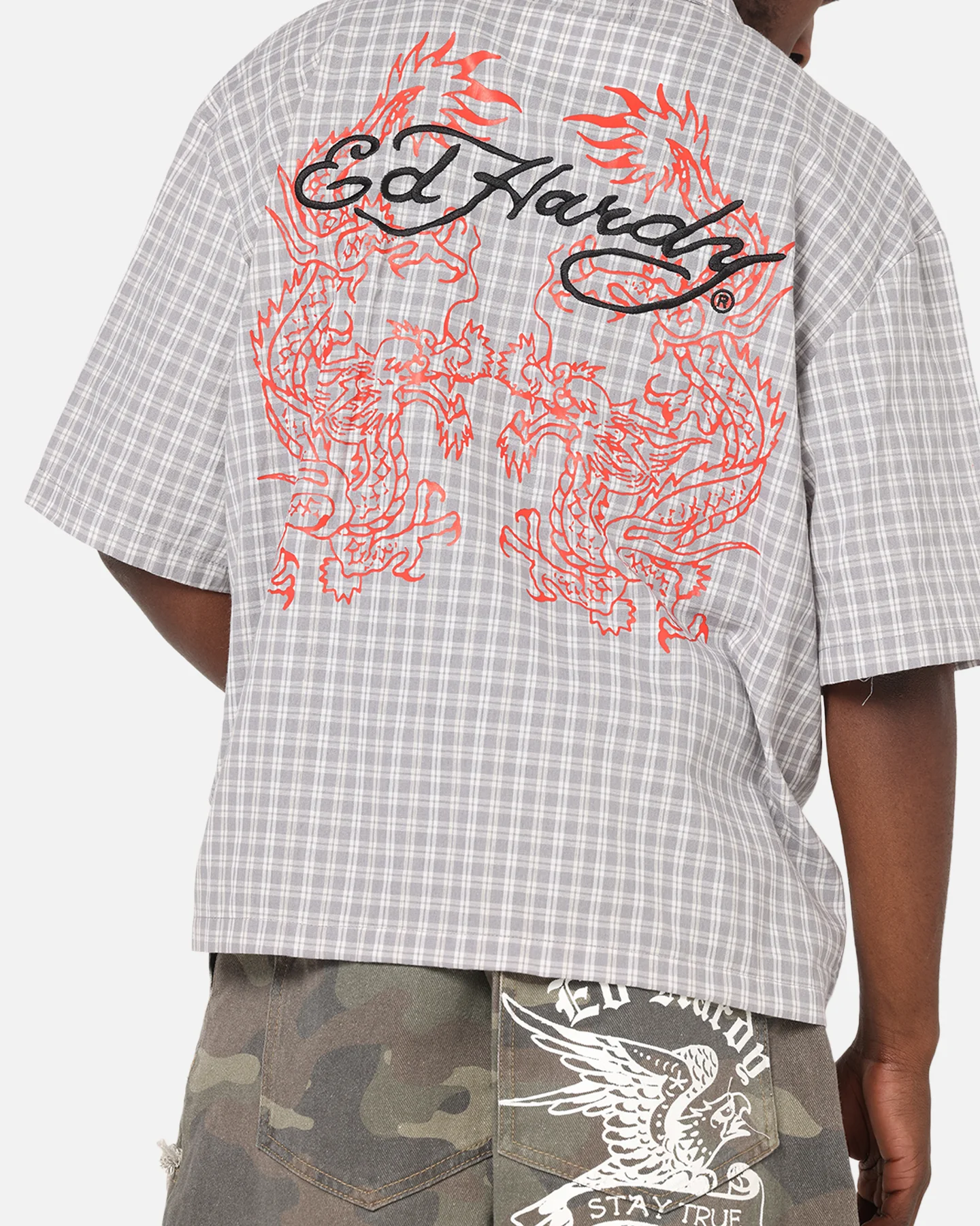 Ed Hardy Dragon Zip Shirt Grey/White - Image 8