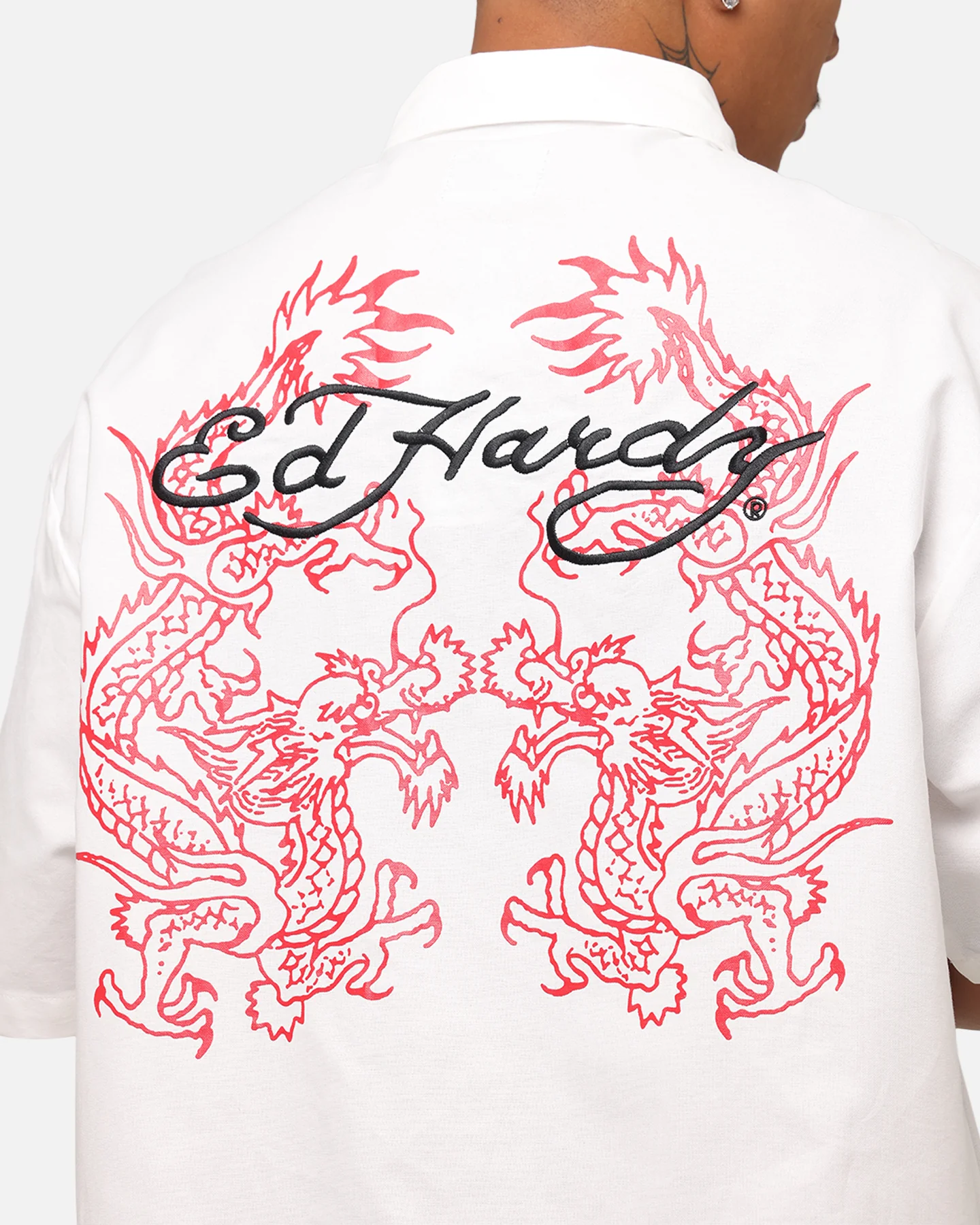 Ed Hardy Dragon Zip Shirt Off White - Image 7