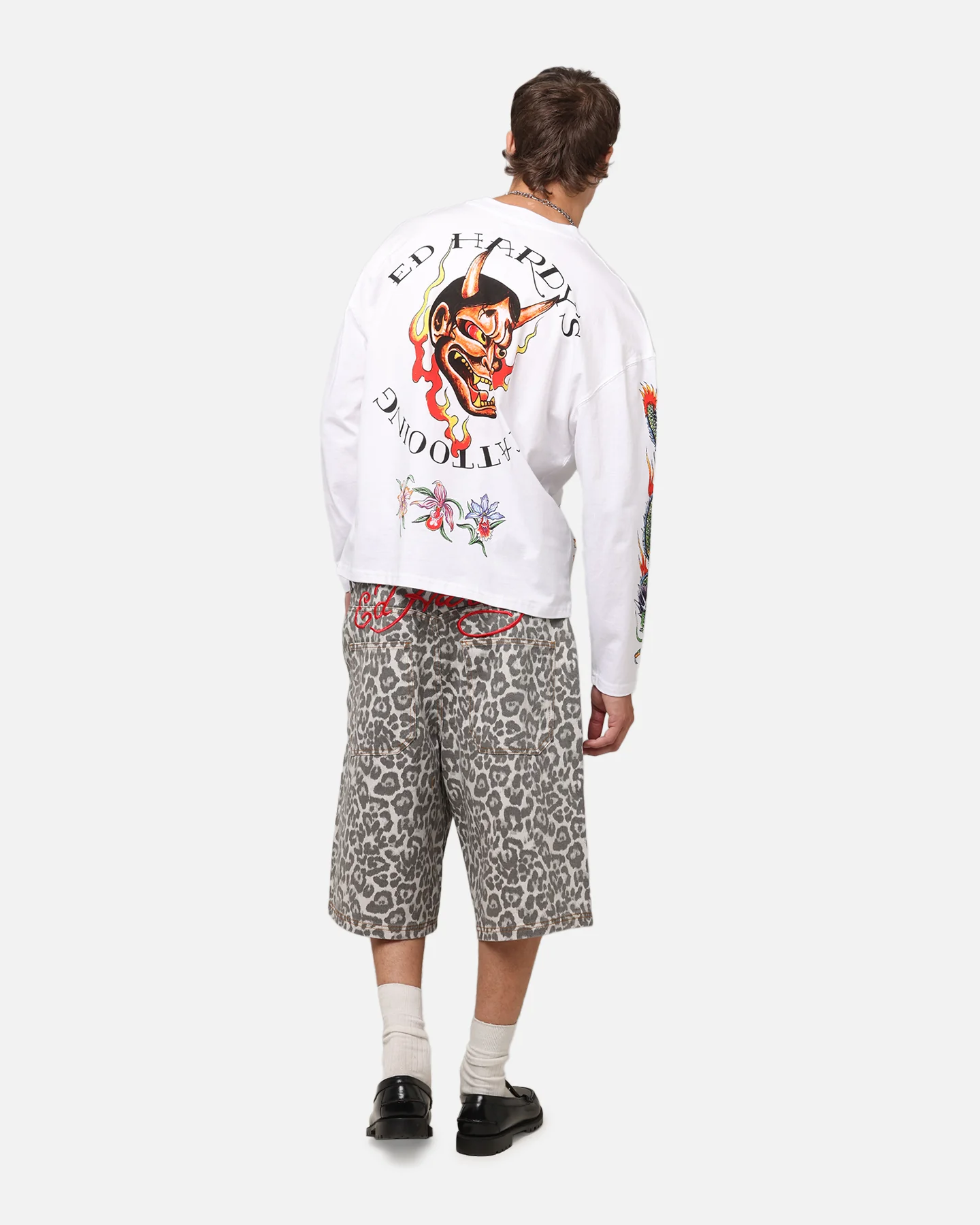 Ed Hardy Ed's Tattooing Long Sleeve T-Shirt Off White - Image 4