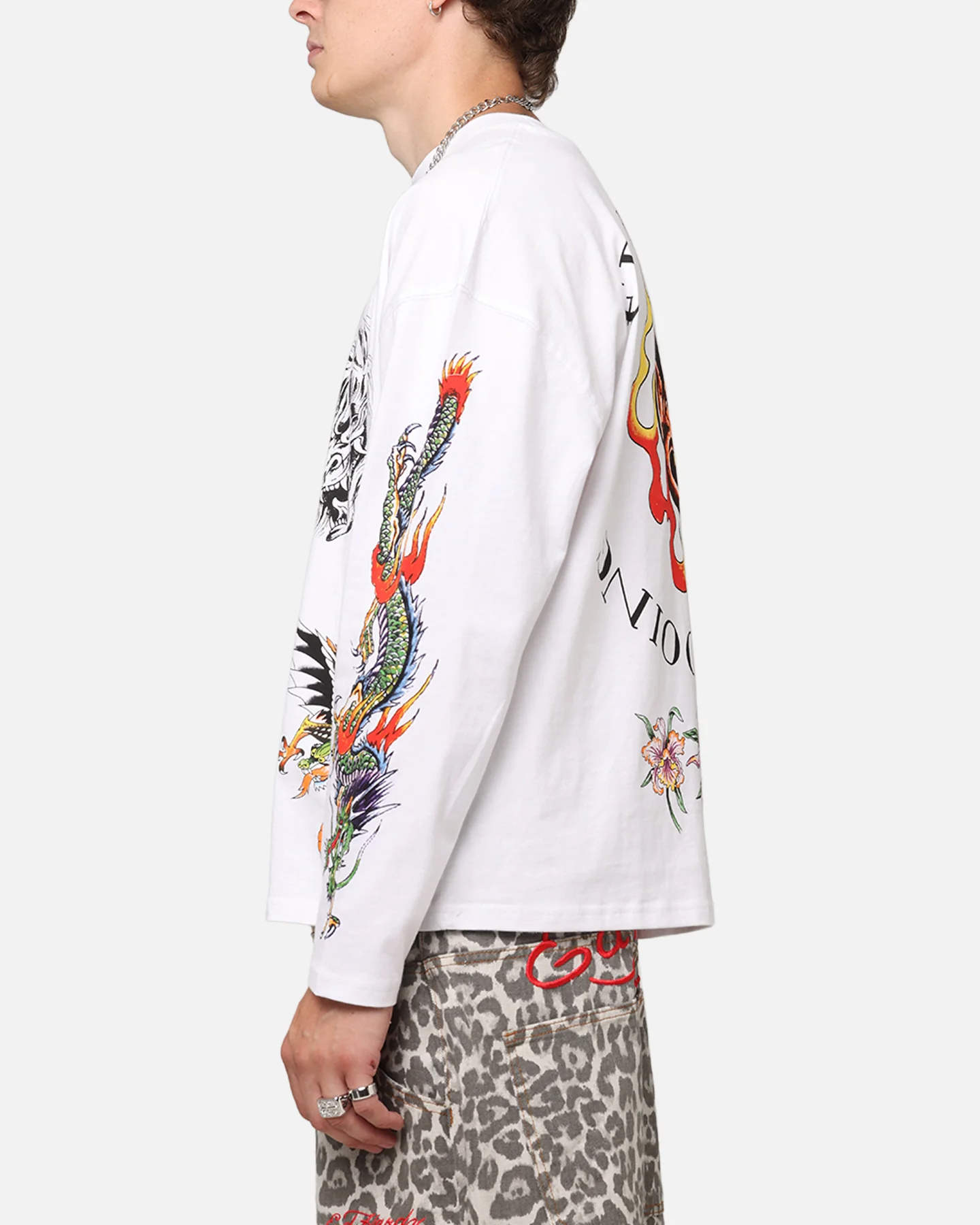 Ed Hardy Ed's Tattooing Long Sleeve T-Shirt Off White - Image 6