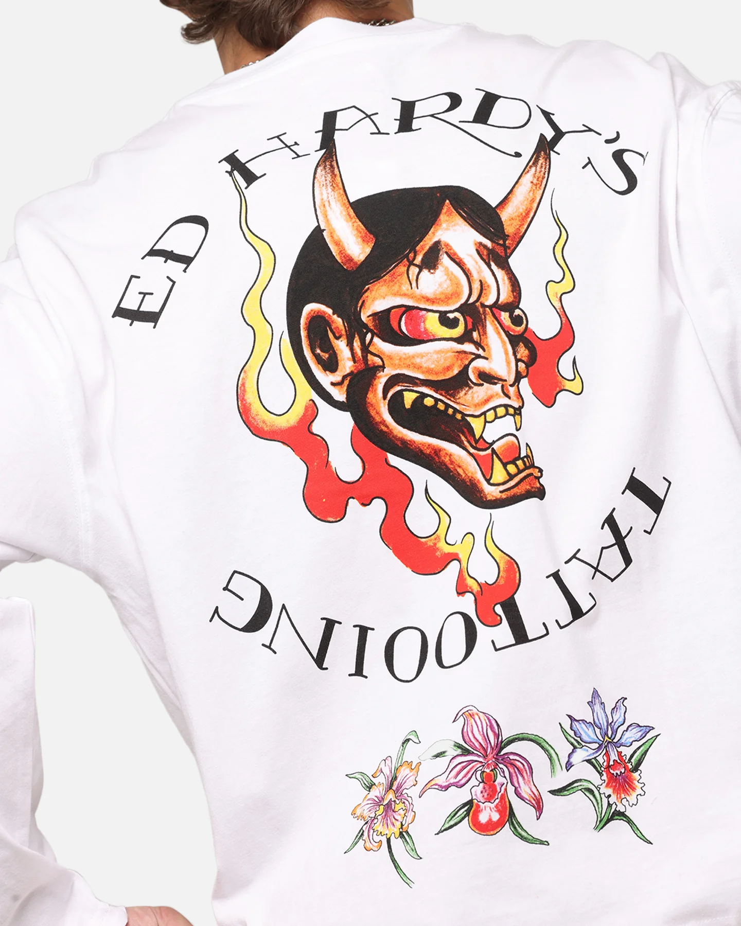Ed Hardy Ed's Tattooing Long Sleeve T-Shirt Off White - Image 7