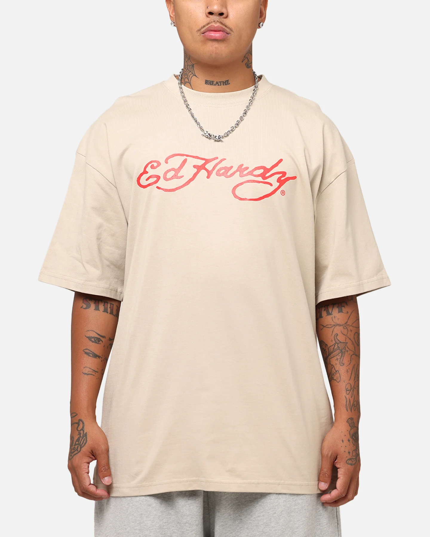 Ed Hardy Flourish Script T-Shirt Stone - Image 2