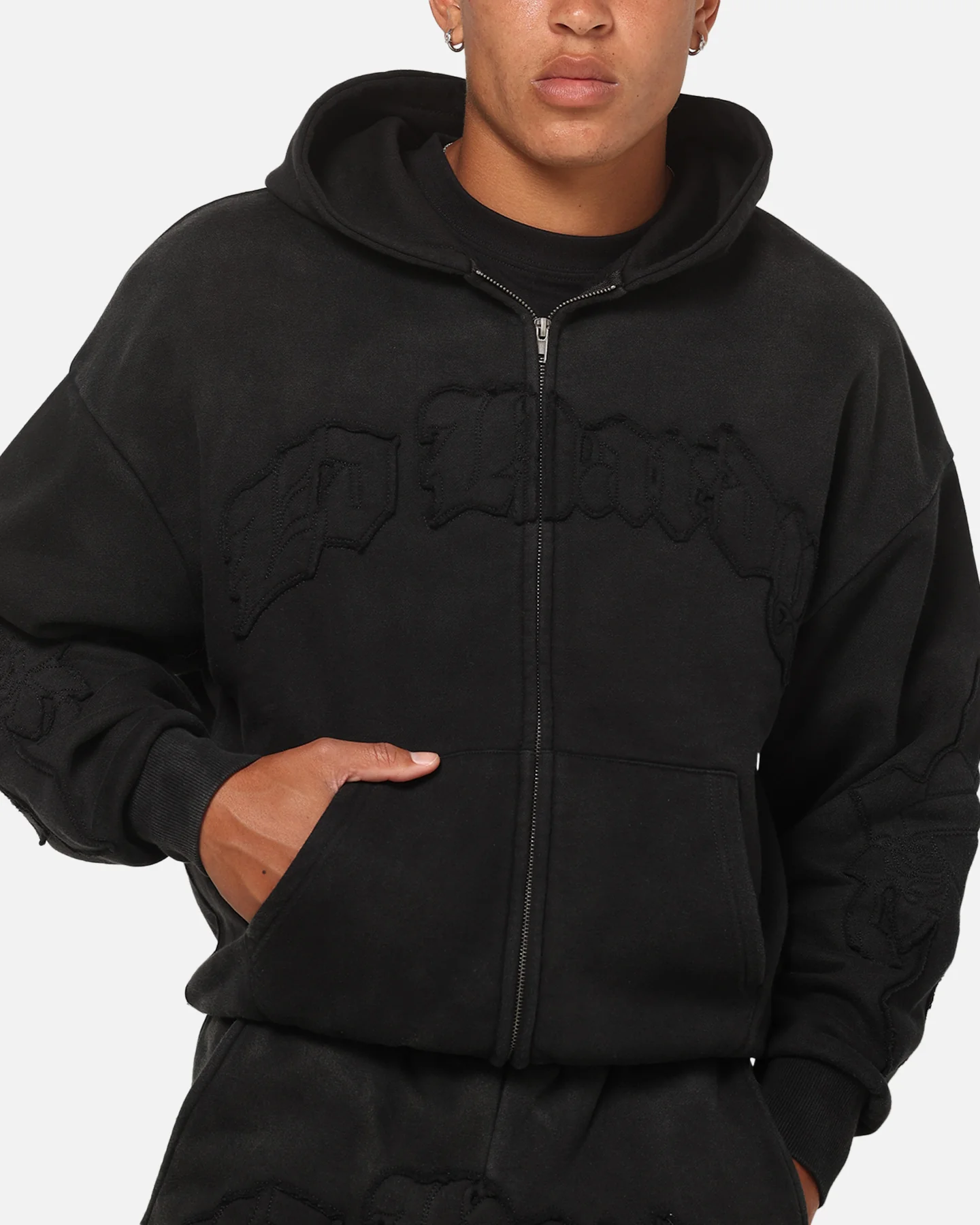 Ed Hardy Fray Zip Hoodie Black - Image 6