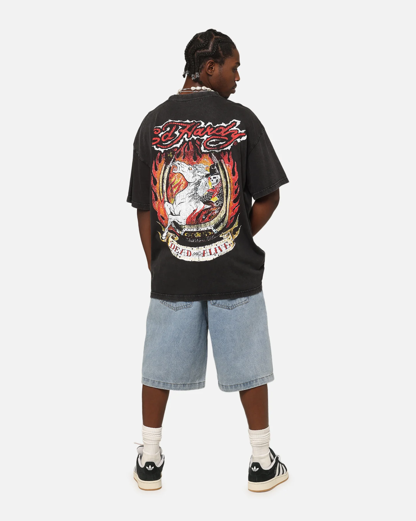 Ed Hardy Horse Power Vintage T-Shirt Black Acidwash - Image 3
