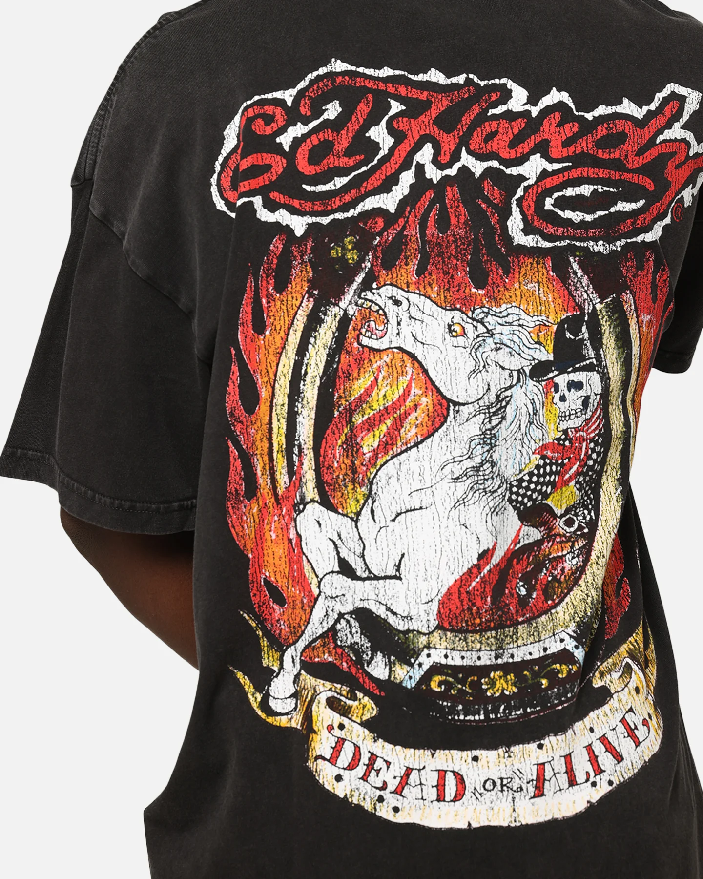 Ed Hardy Horse Power Vintage T-Shirt Black Acidwash - Image 7