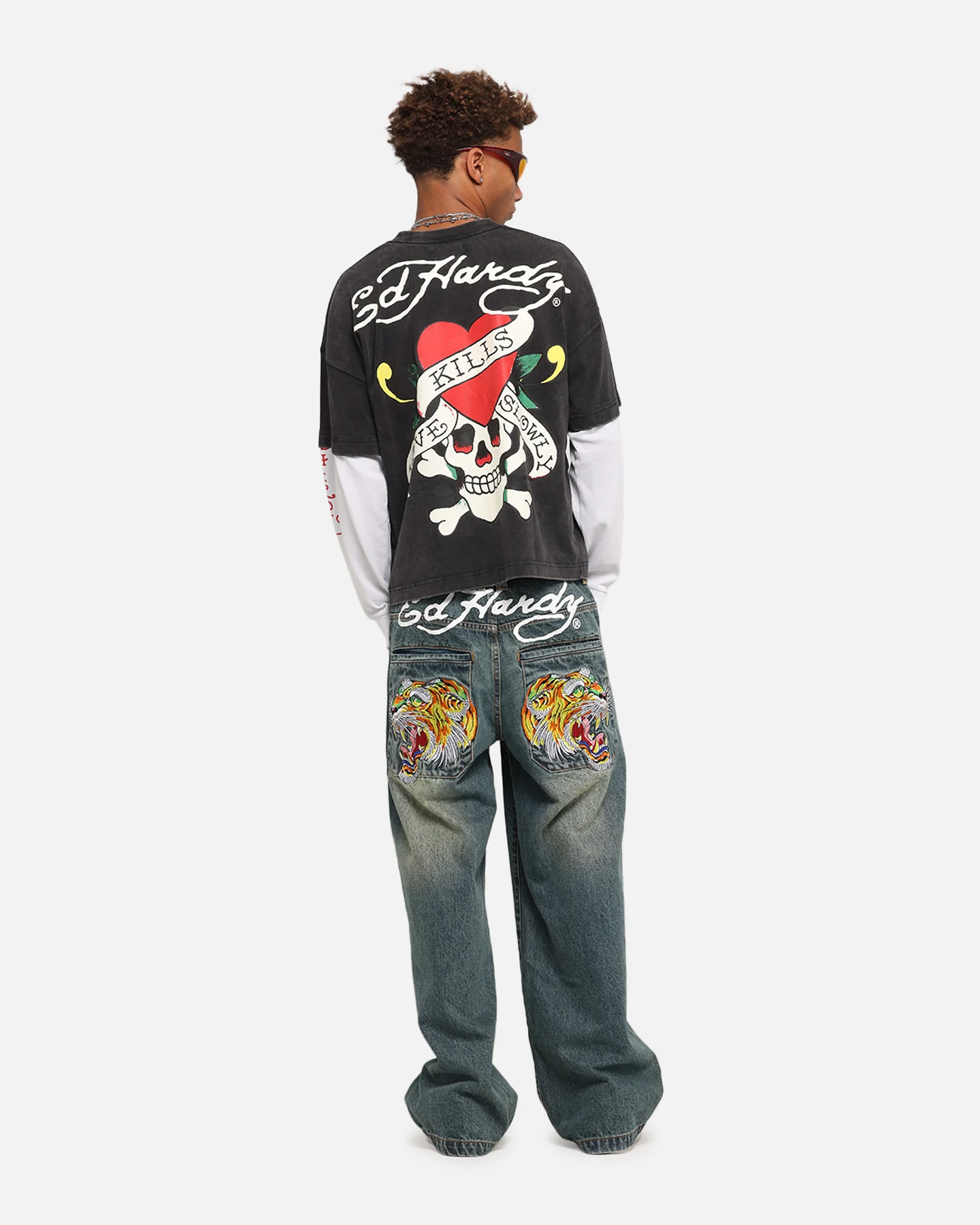 Ed Hardy Love Kills Layered Long Sleeve T-Shirt Black - Image 3