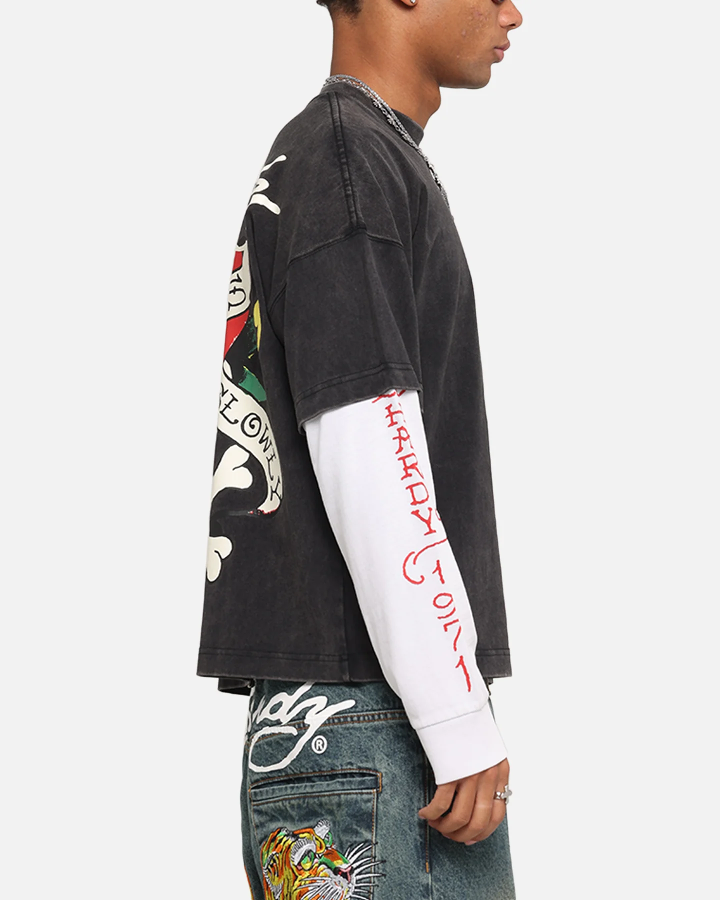 Ed Hardy Love Kills Layered Long Sleeve T-Shirt Black - Image 5