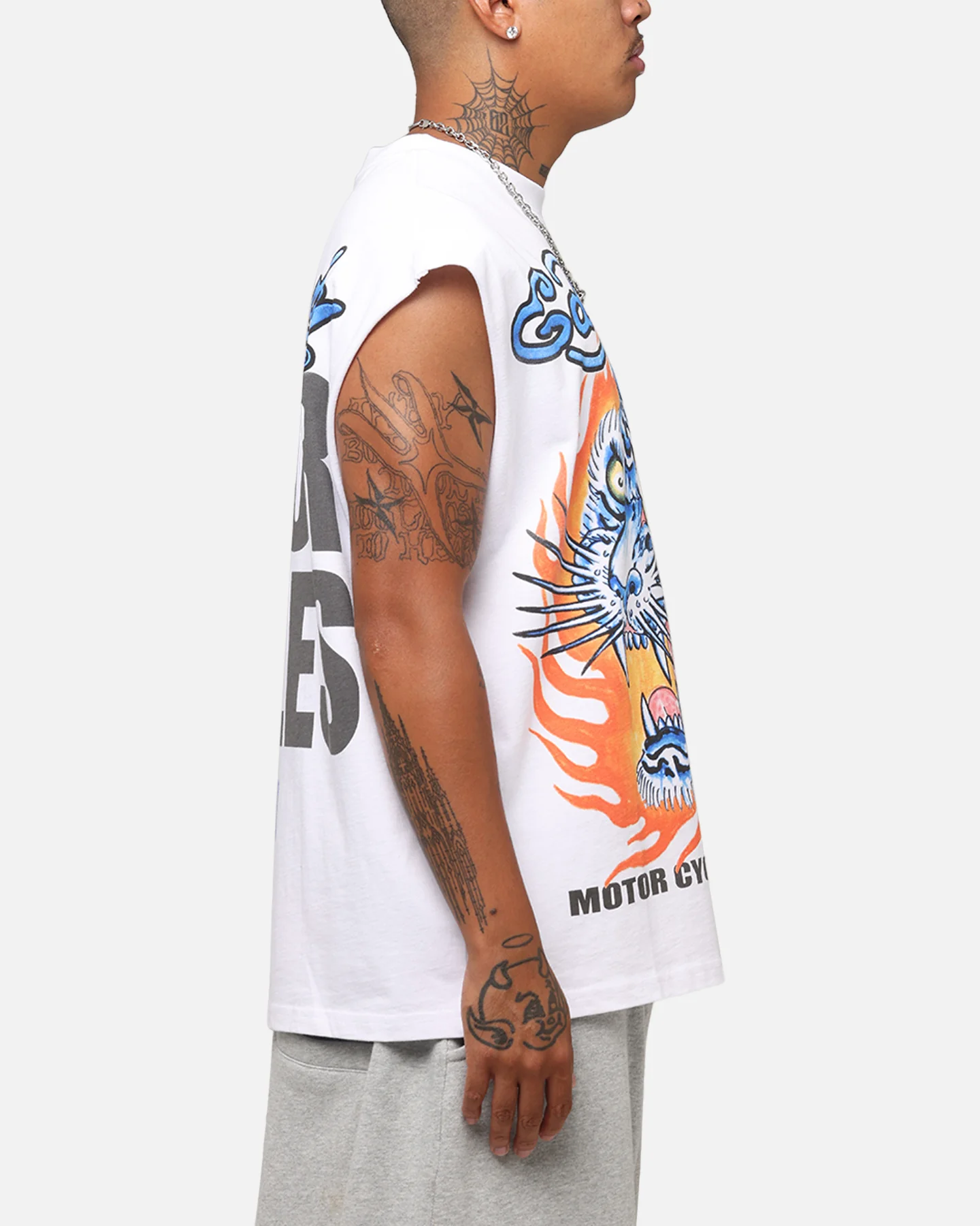 Ed Hardy Motorcycles Tiger Muscle T-Shirt White - Image 5