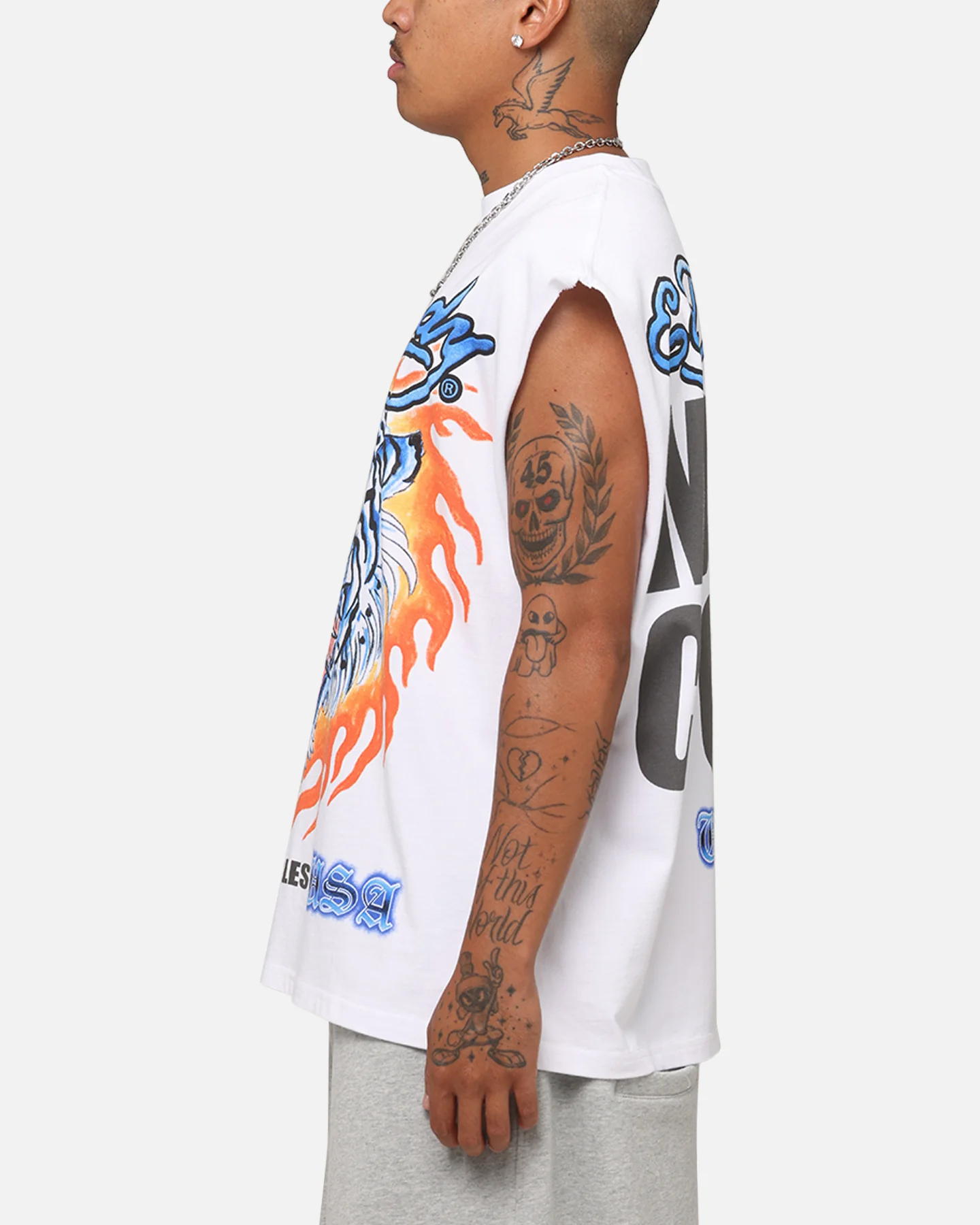 Ed Hardy Motorcycles Tiger Muscle T-Shirt White - Image 6