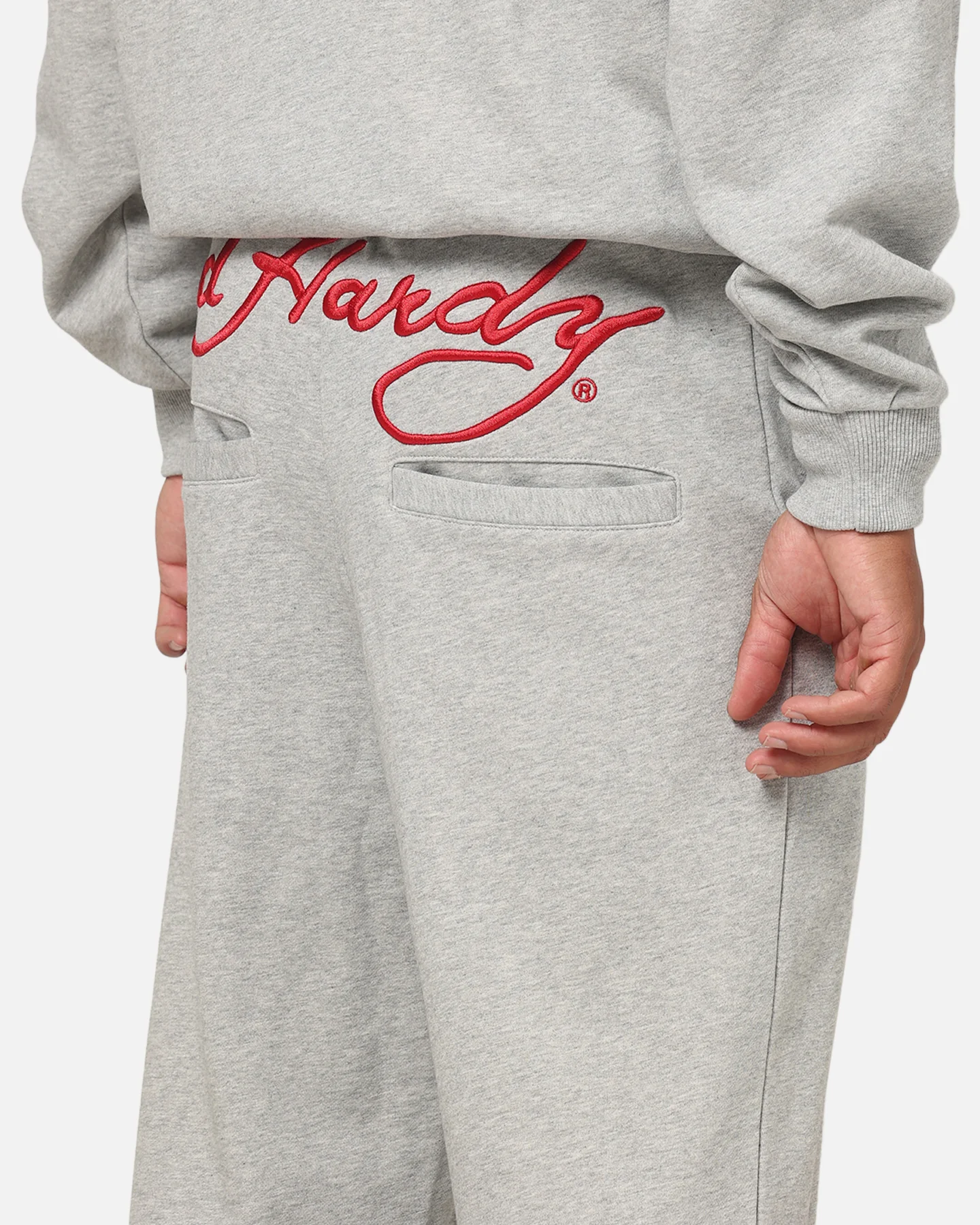Ed Hardy Signature Track Pants Grey Marle - Image 3