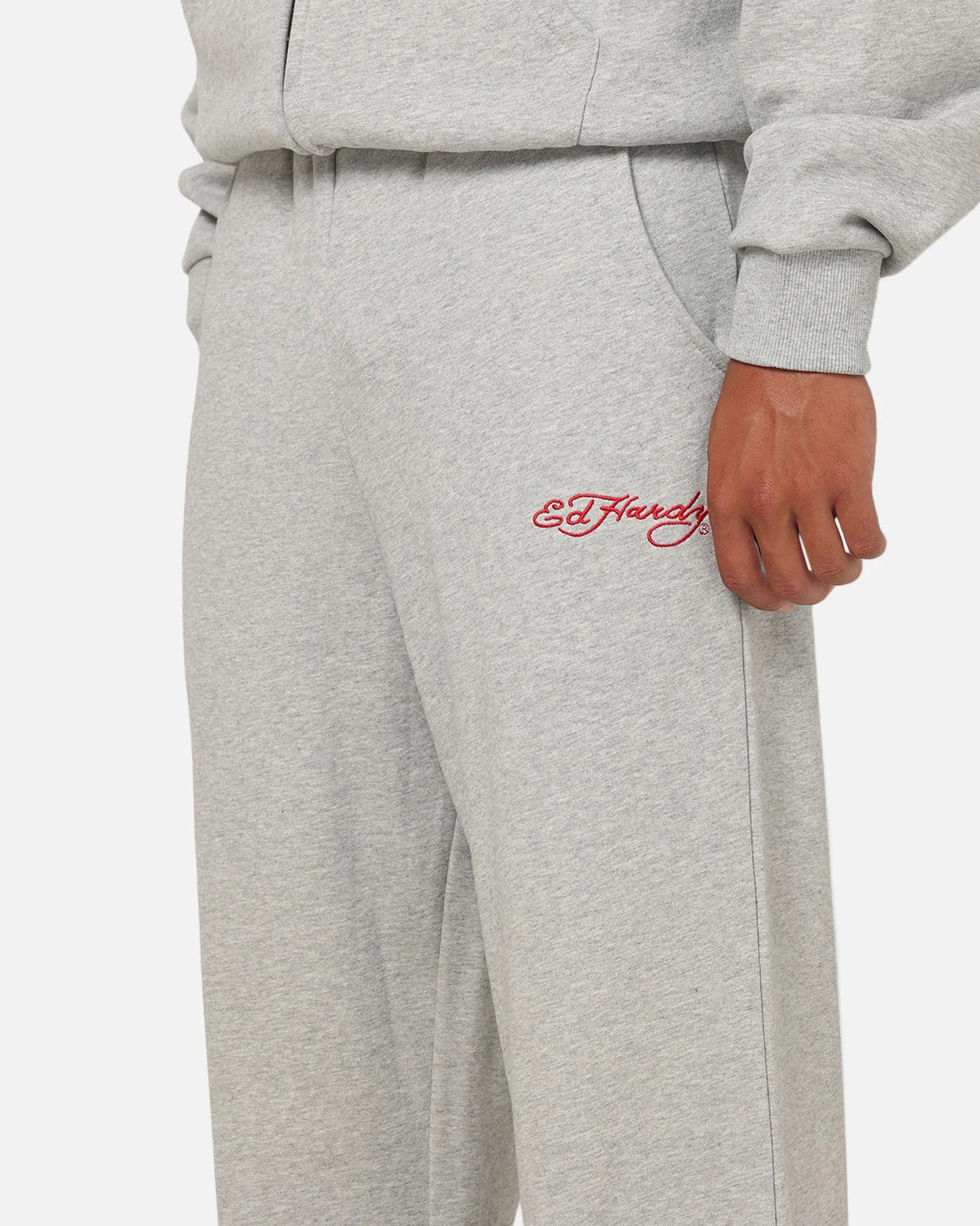 Ed Hardy Signature Track Pants Grey Marle - Image 4