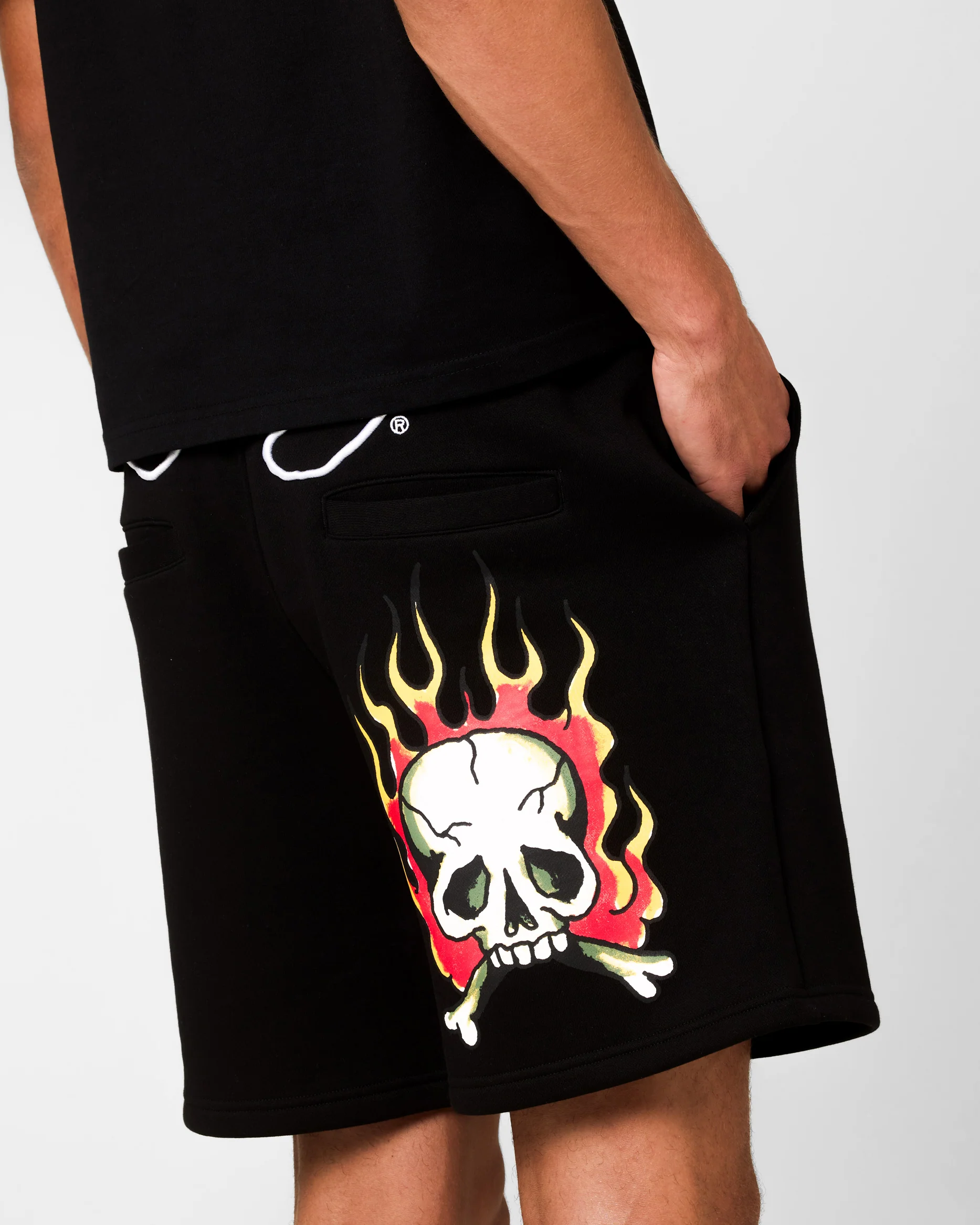 Ed Hardy Skull Fleece Shorts Black - Image 3