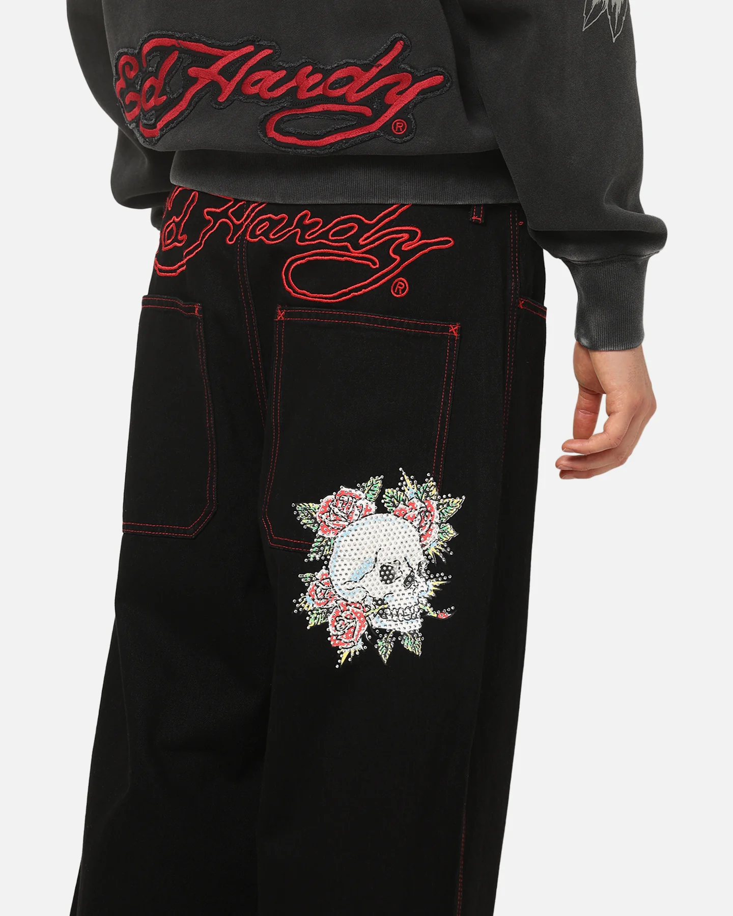 Ed Hardy Skull Rhinestone Jeans Black - Image 3