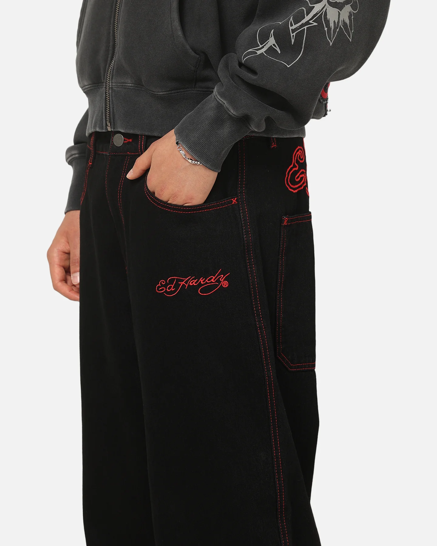 Ed Hardy Skull Rhinestone Jeans Black - Image 4