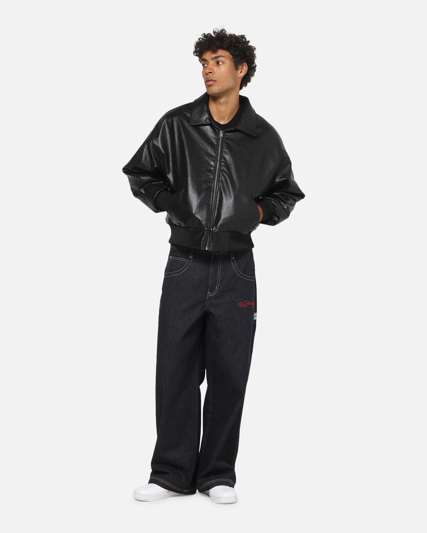 Ed Hardy Studded Bomber Jacket Black - Image 4
