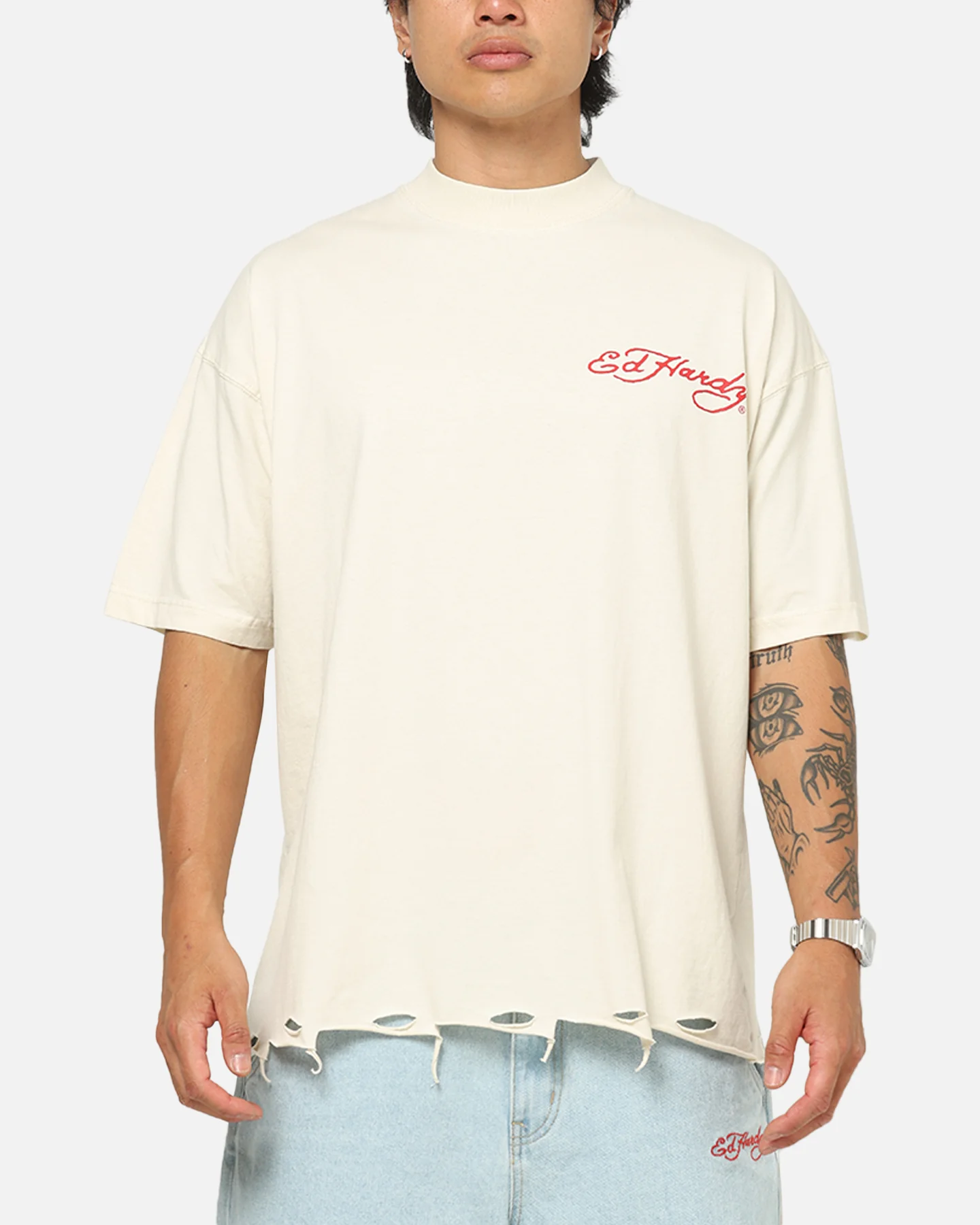 Ed Hardy Venom Rose T-Shirt Washed White - Image 2