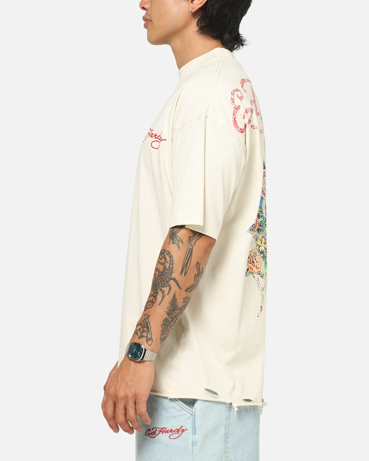 Ed Hardy Venom Rose T-Shirt Washed White - Image 6