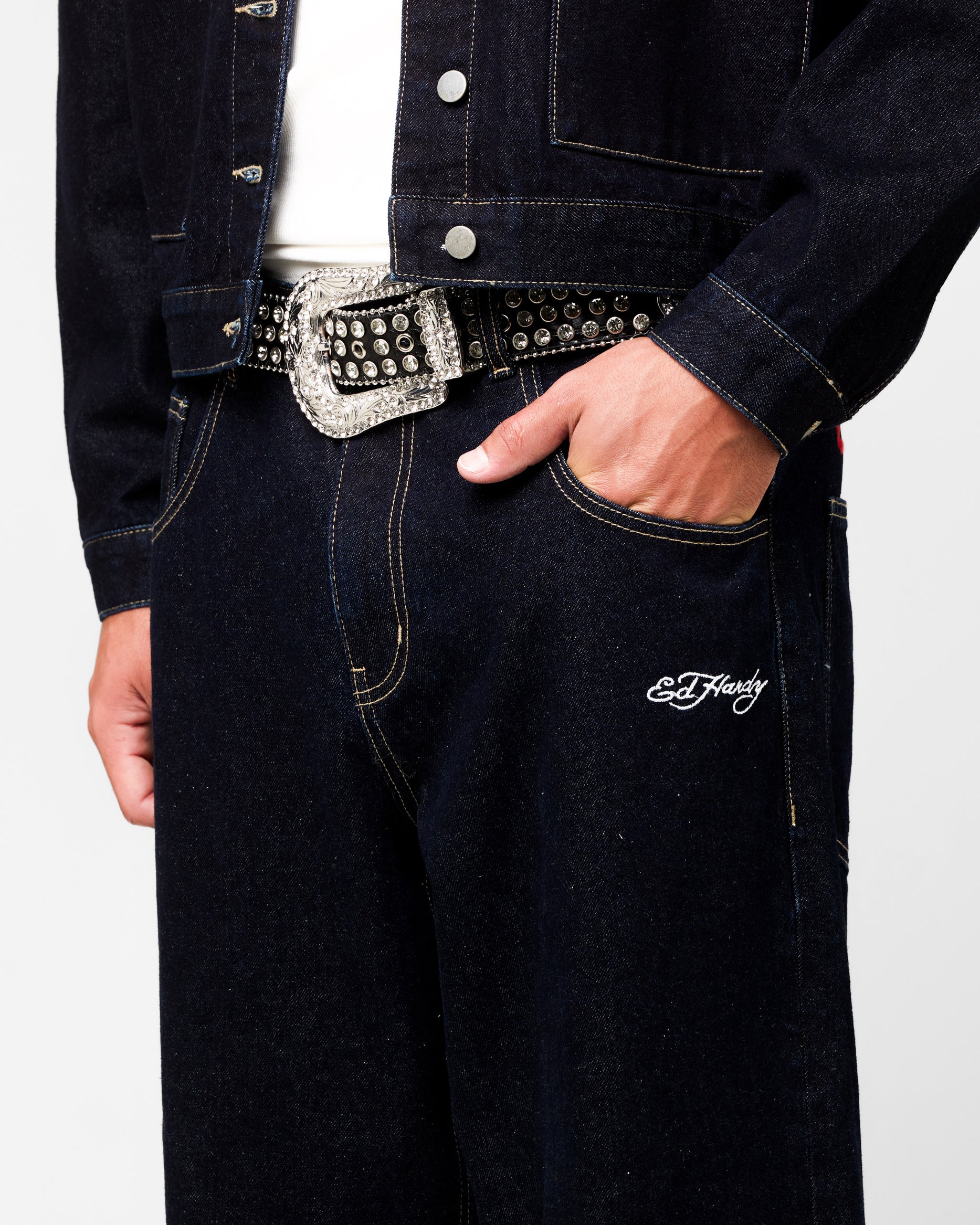 Ed Hardy Wide Leg Jeans Indigo Denim - Image 4
