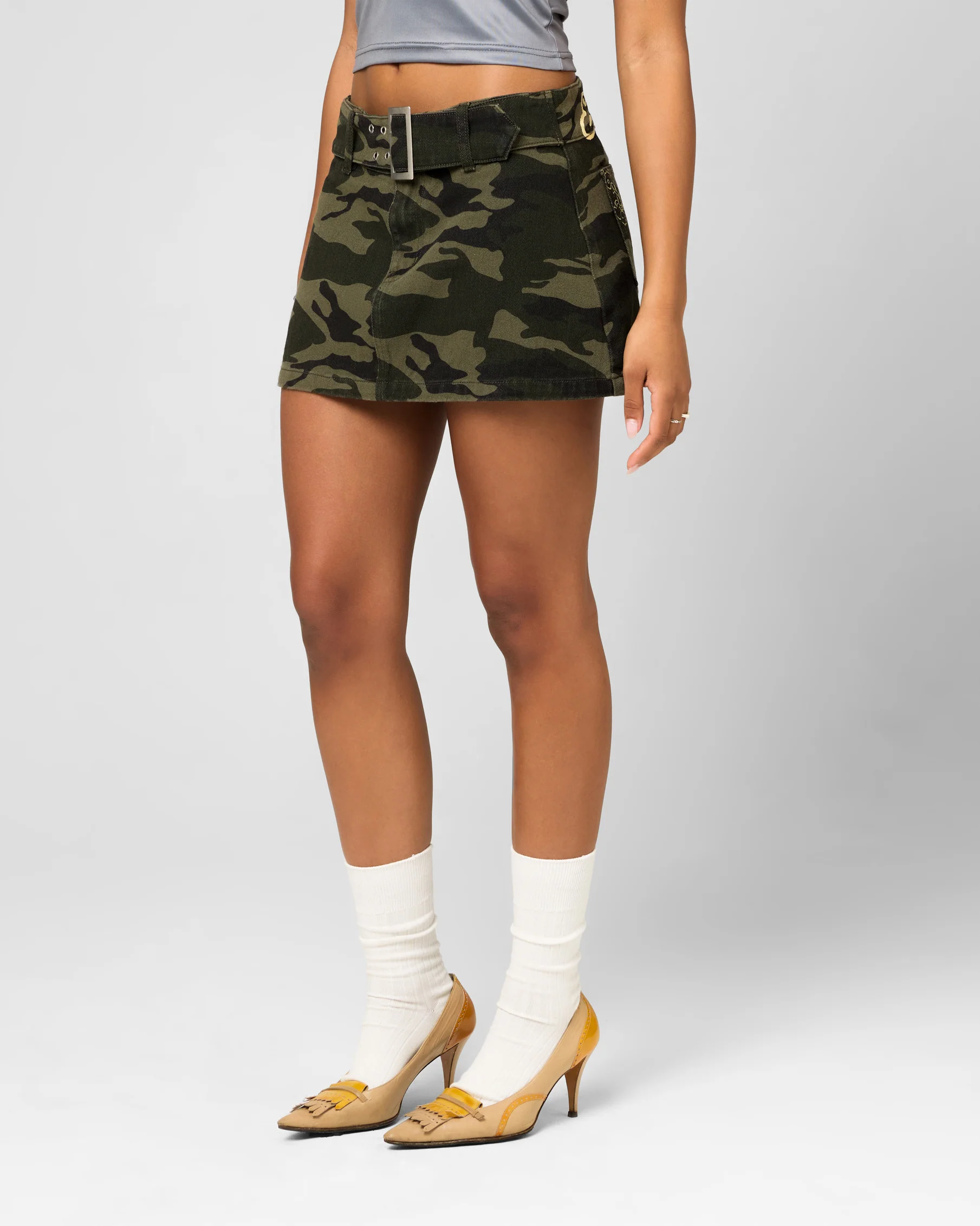 Ed Hardy Women's Denim Mini Skirt Woodland Camo - Image 6