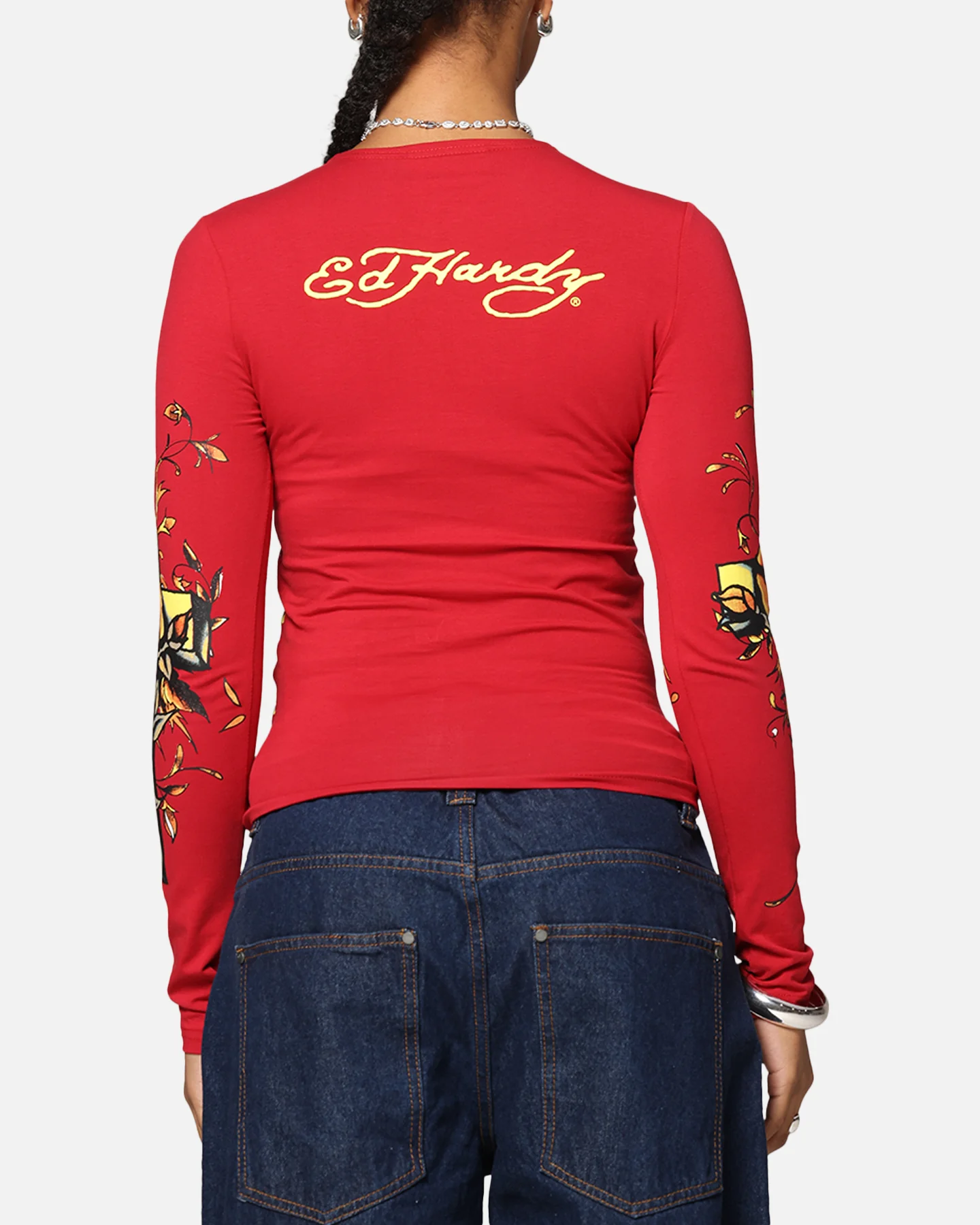 Ed Hardy Women's Divine Long Sleeve T-Shirt Red - Image 2