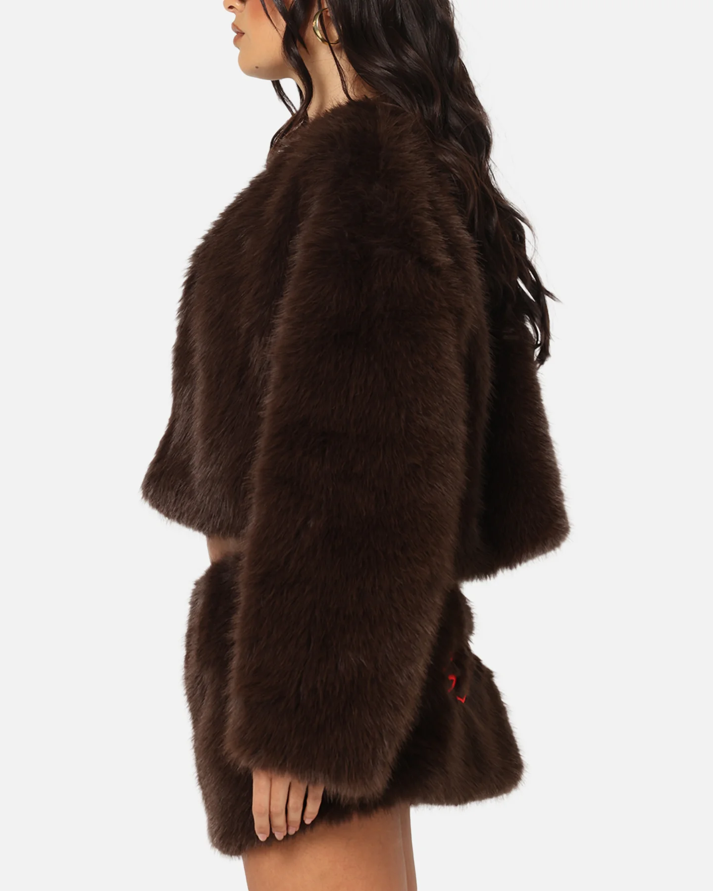 Ed Hardy Women's Faux Fur Jacket Brown - Image 6