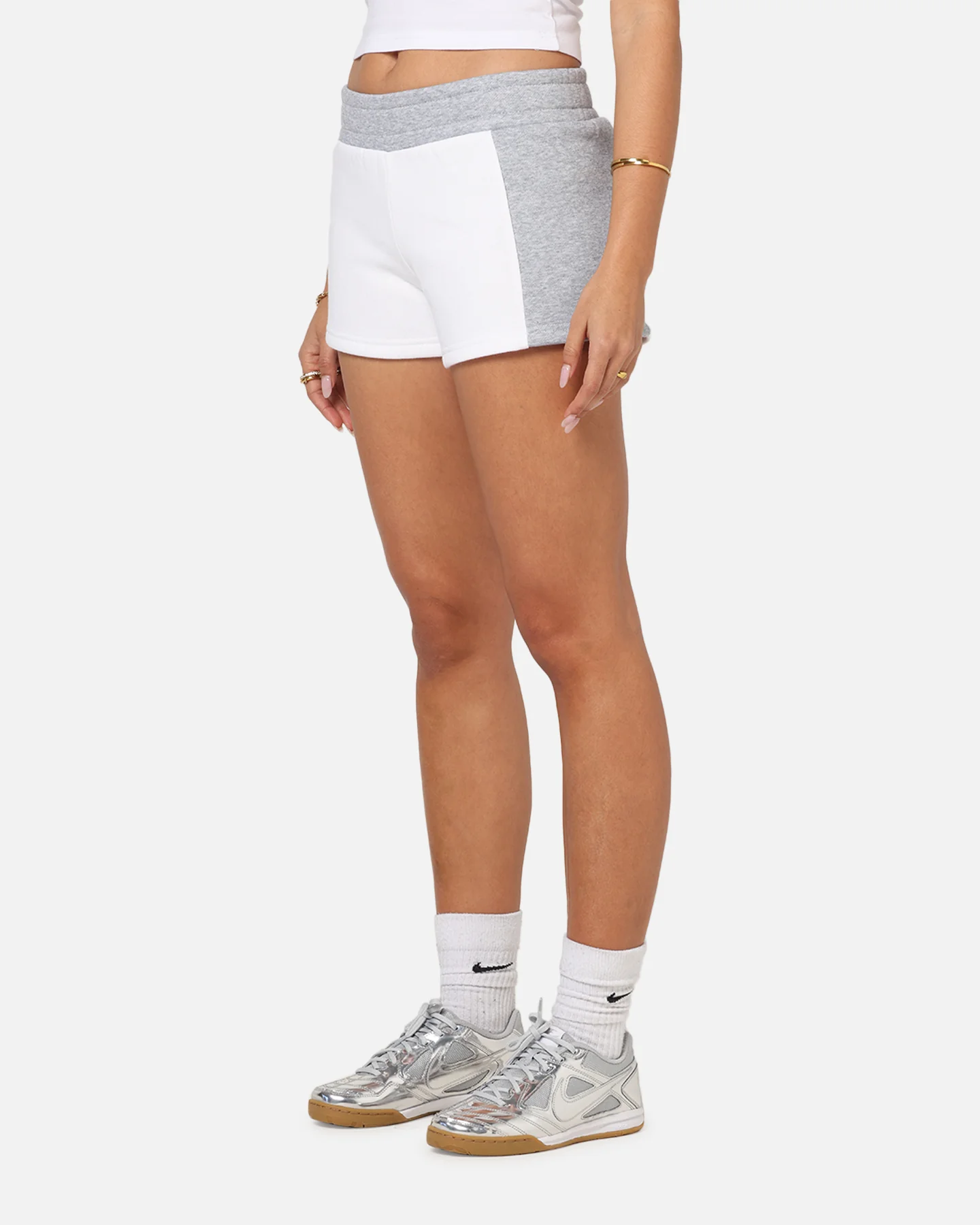 Ed Hardy Women's Fleece Shorts White/Grey - Image 5