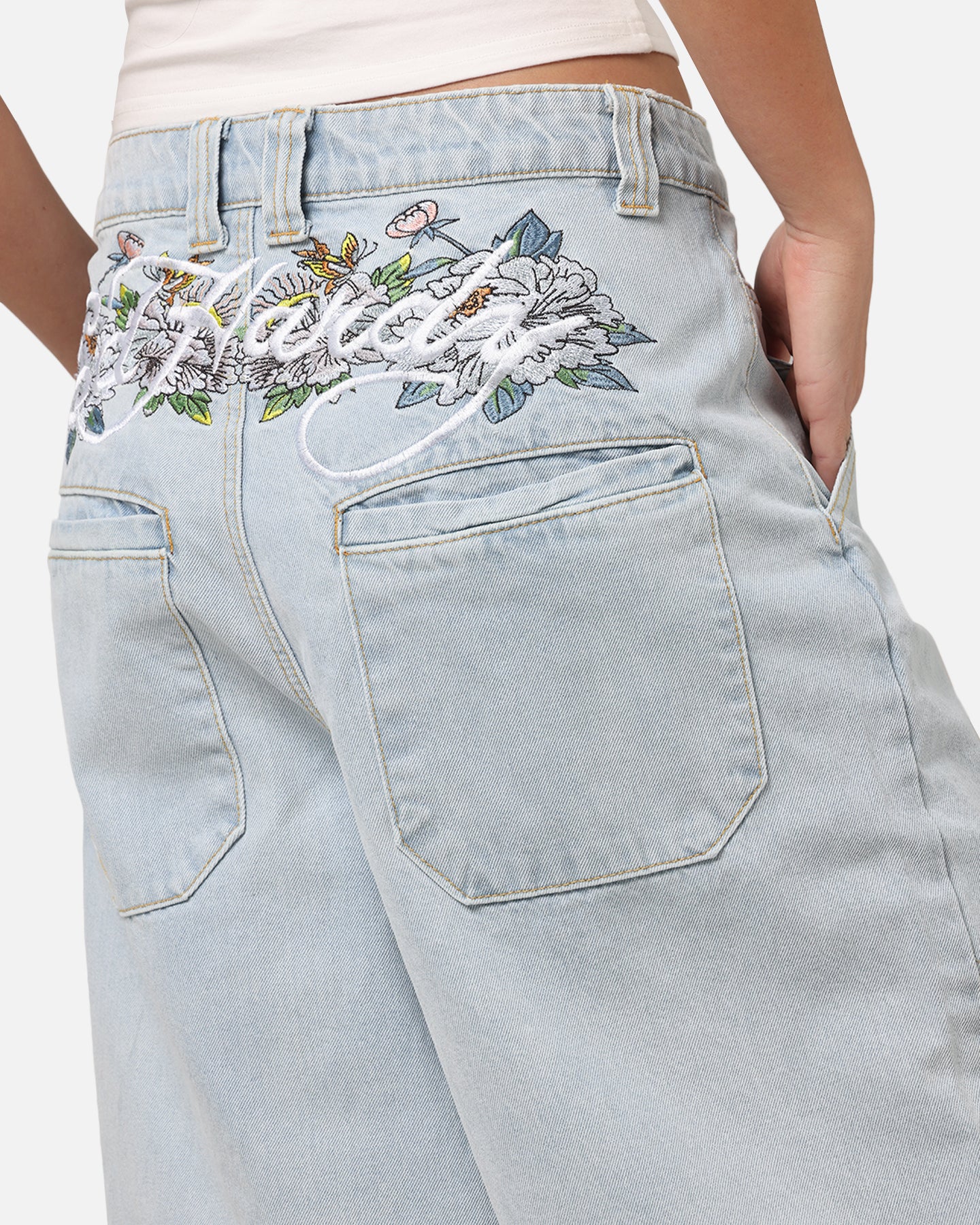 Ed Hardy Women's Flora Jorts Light Wash - Image 3