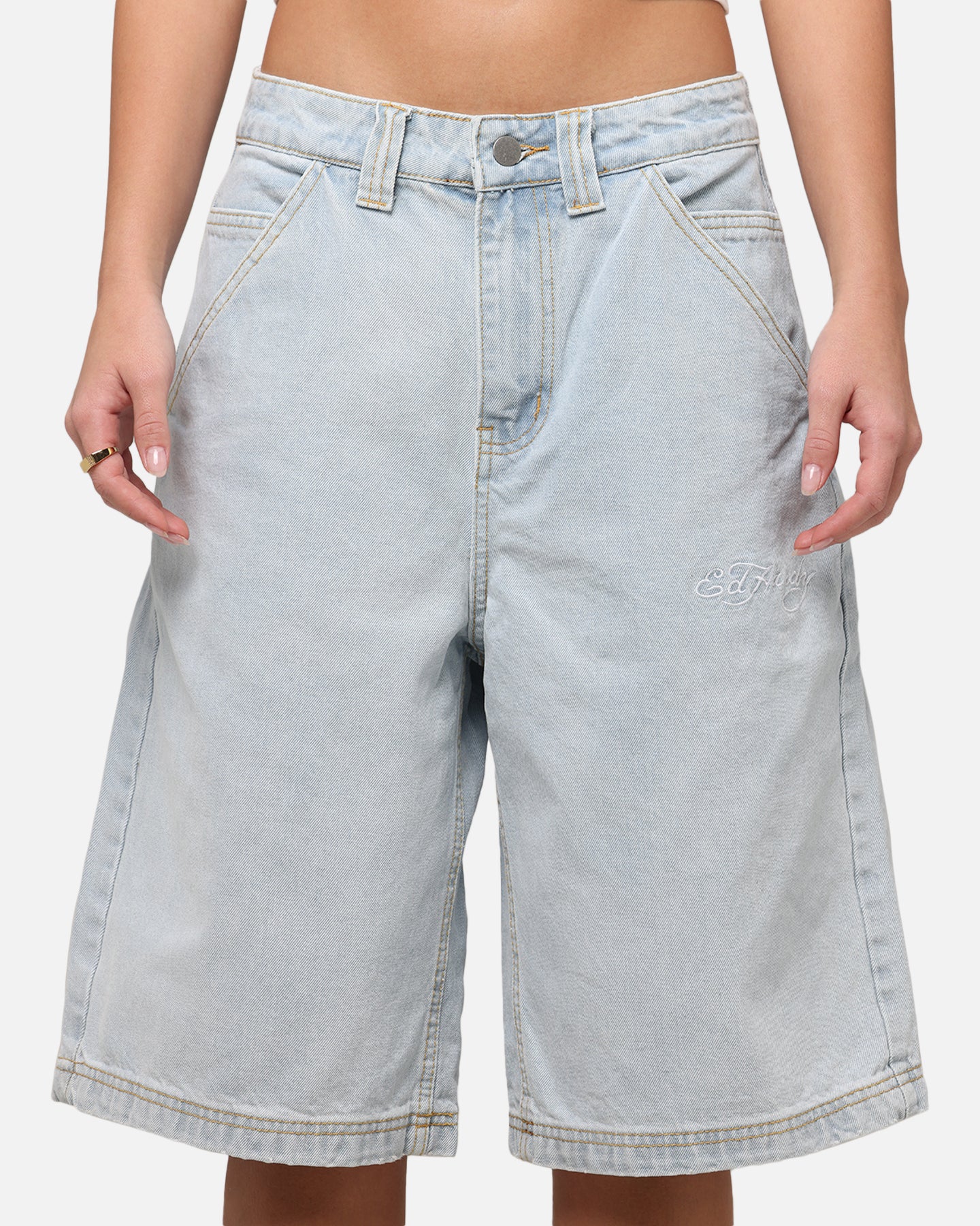 Ed Hardy Women's Flora Jorts Light Wash - Image 7