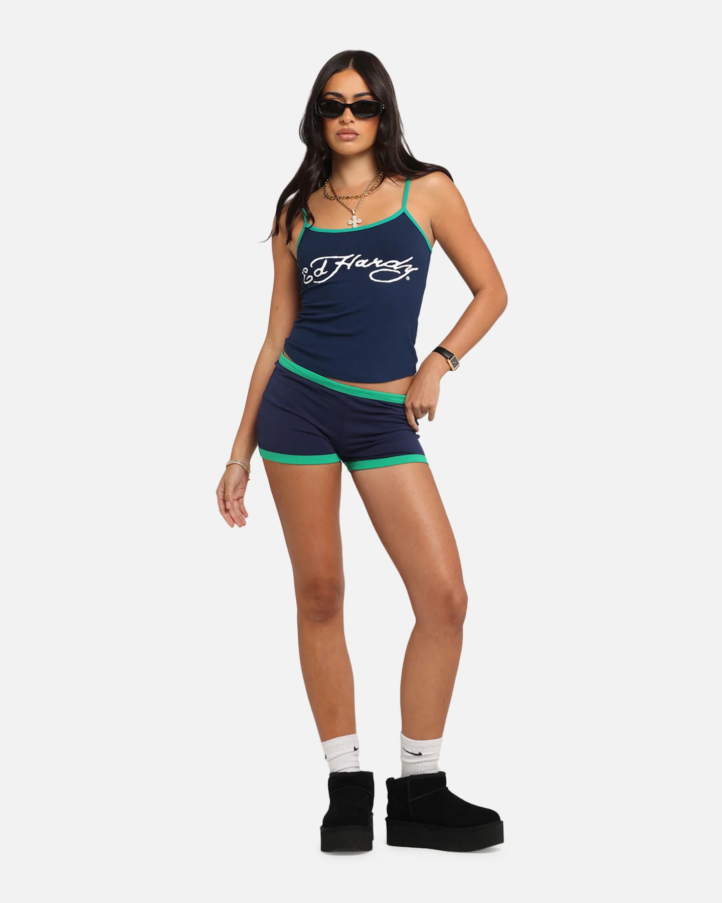 Ed Hardy Women's Logo Camo Singlet Navy/Green - Image 2
