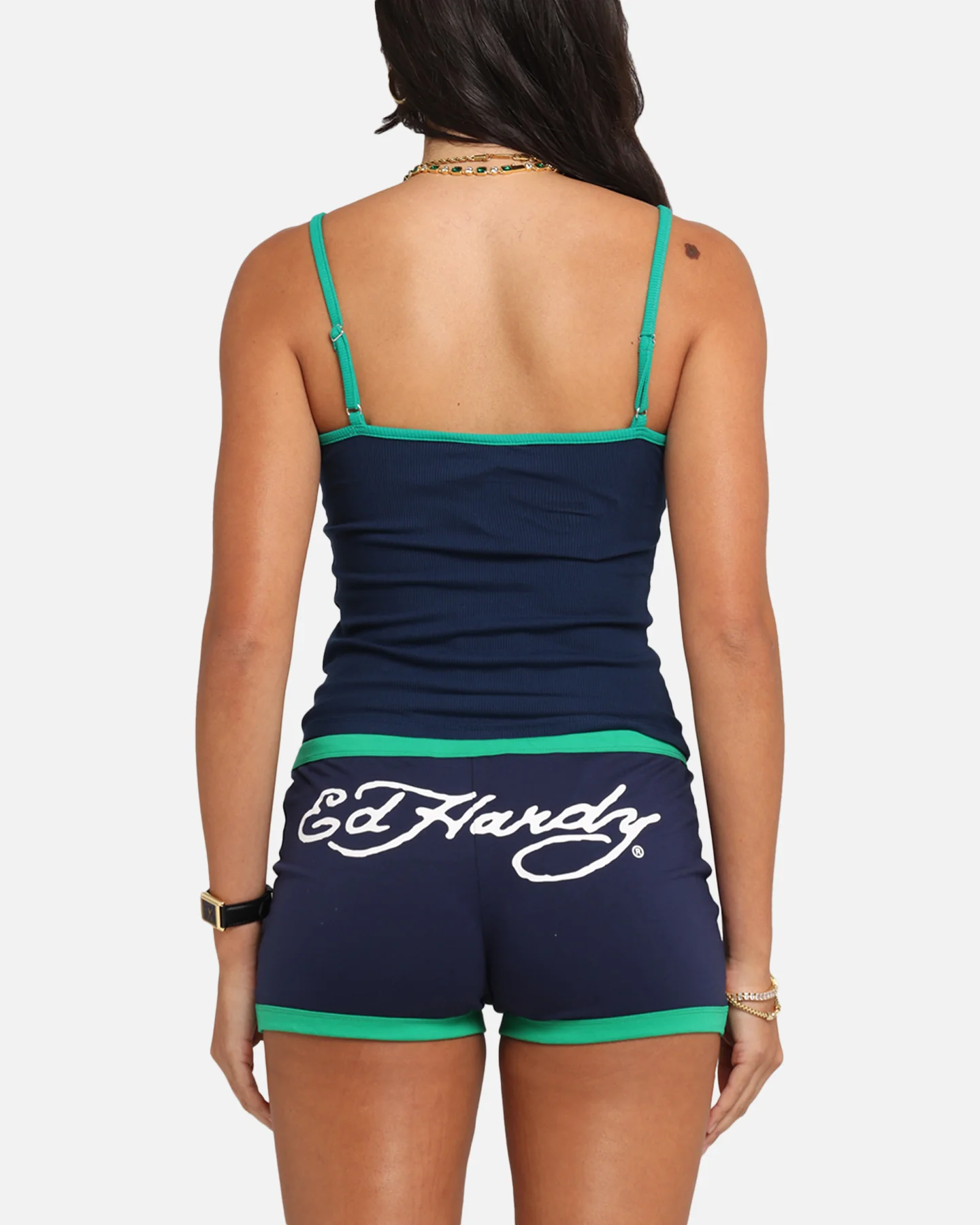 Ed Hardy Women's Logo Camo Singlet Navy/Green - Image 3