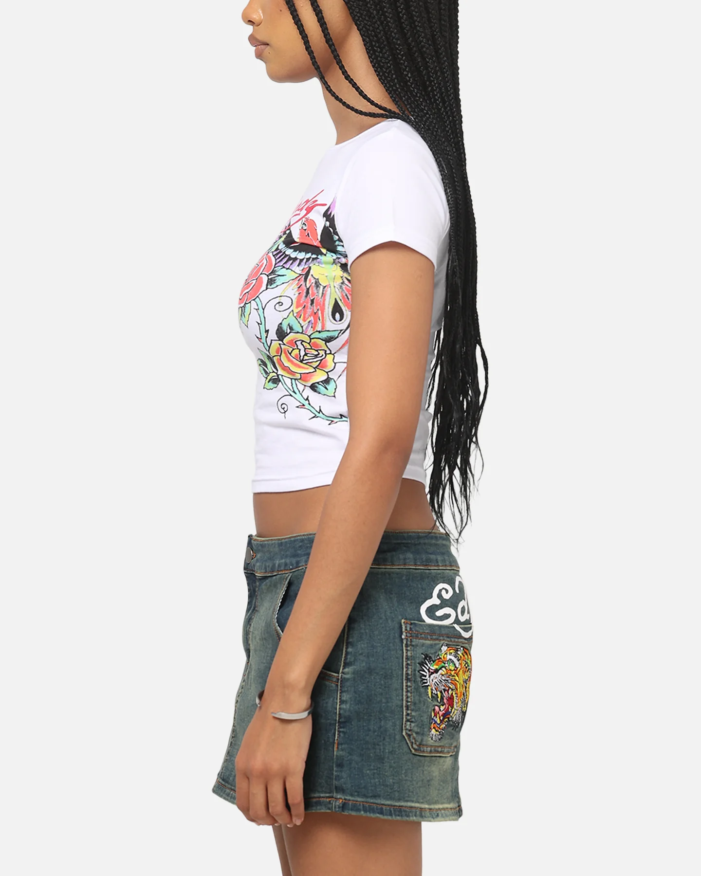 Ed Hardy Women's Phoenix Rose Baby T-Shirt White - Image 5