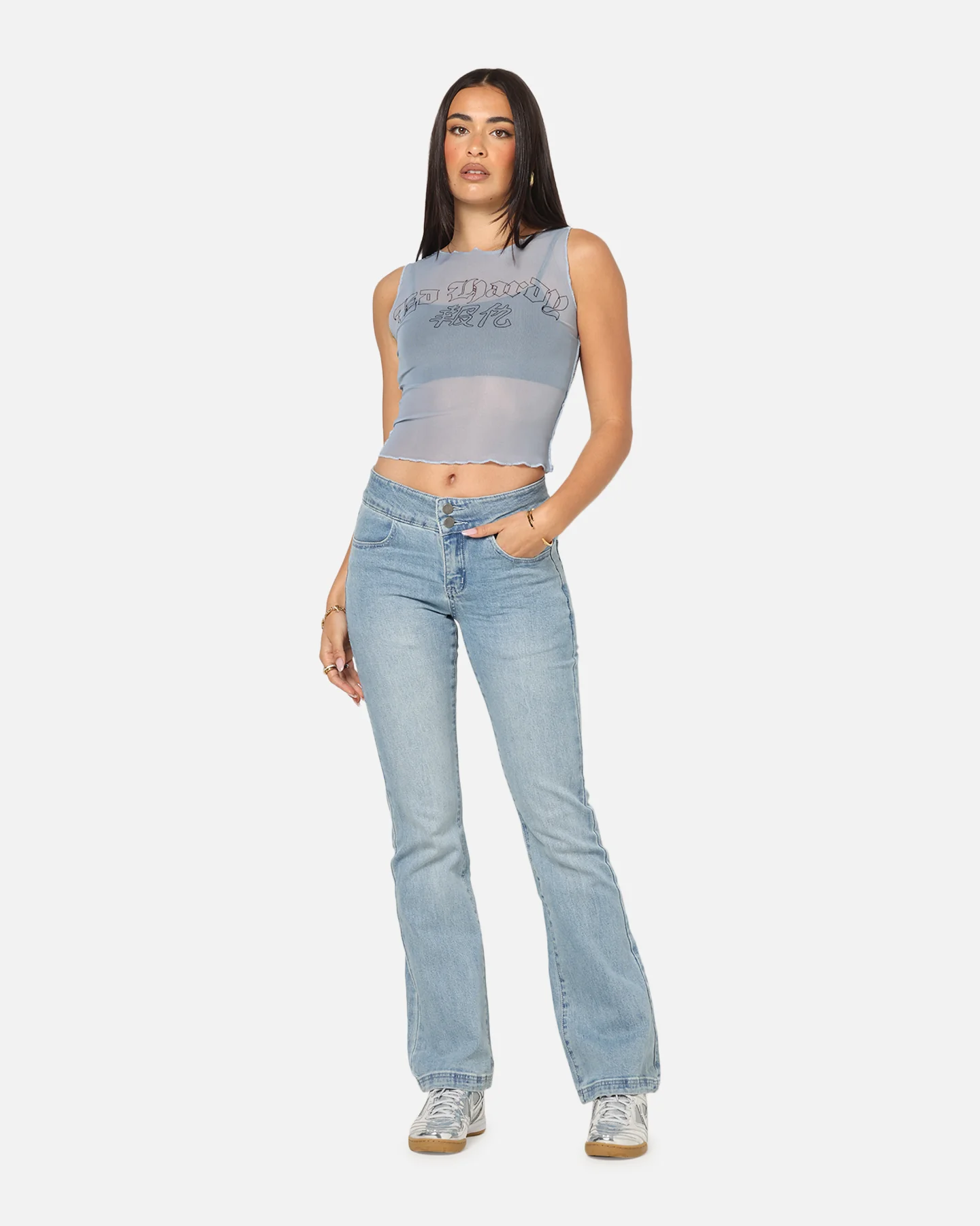 Ed Hardy Women's Revenge Mesh Top Blue - Image 2
