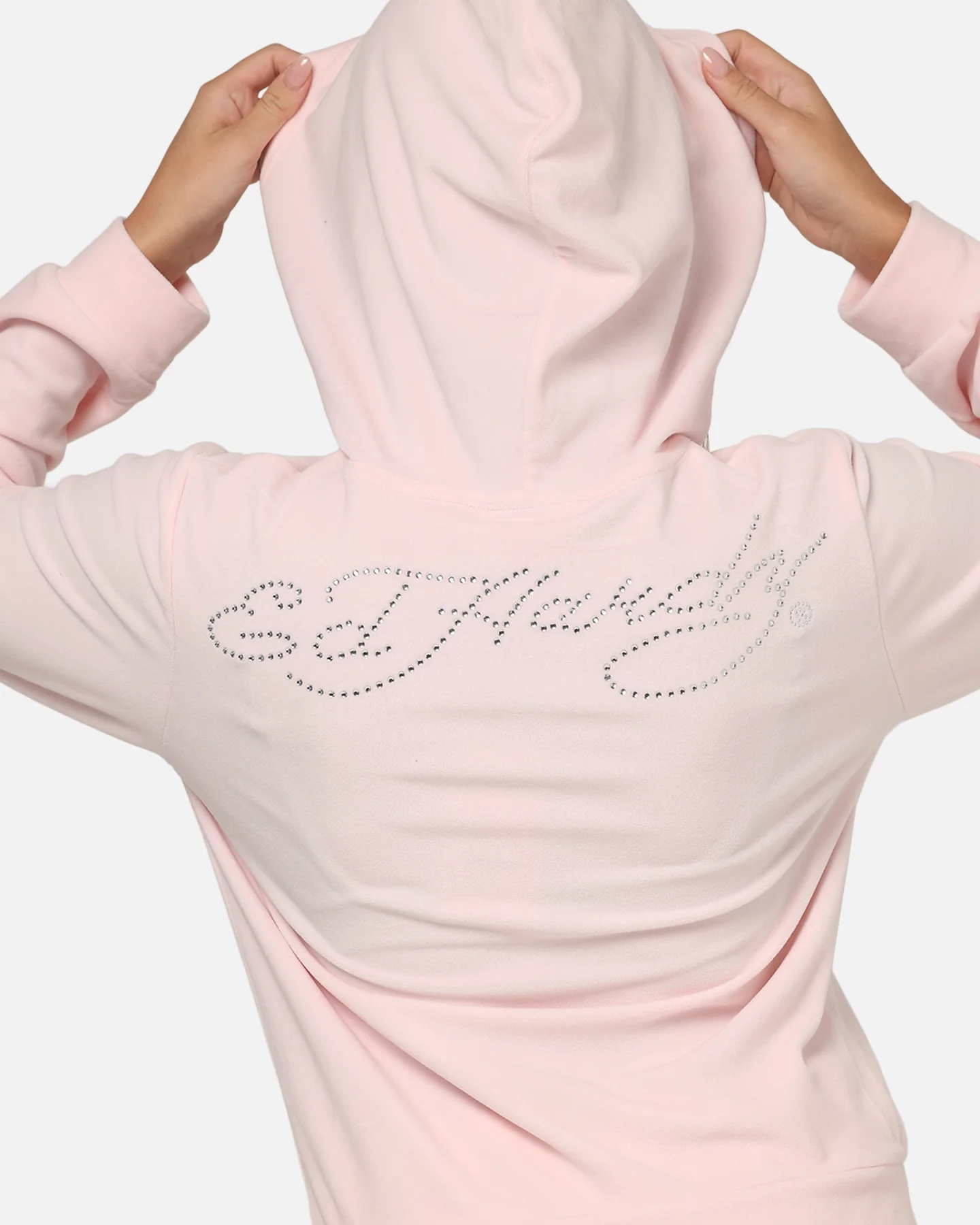 Ed Hardy Women's Rhinestone Cropped Hoodie Pink - Image 2